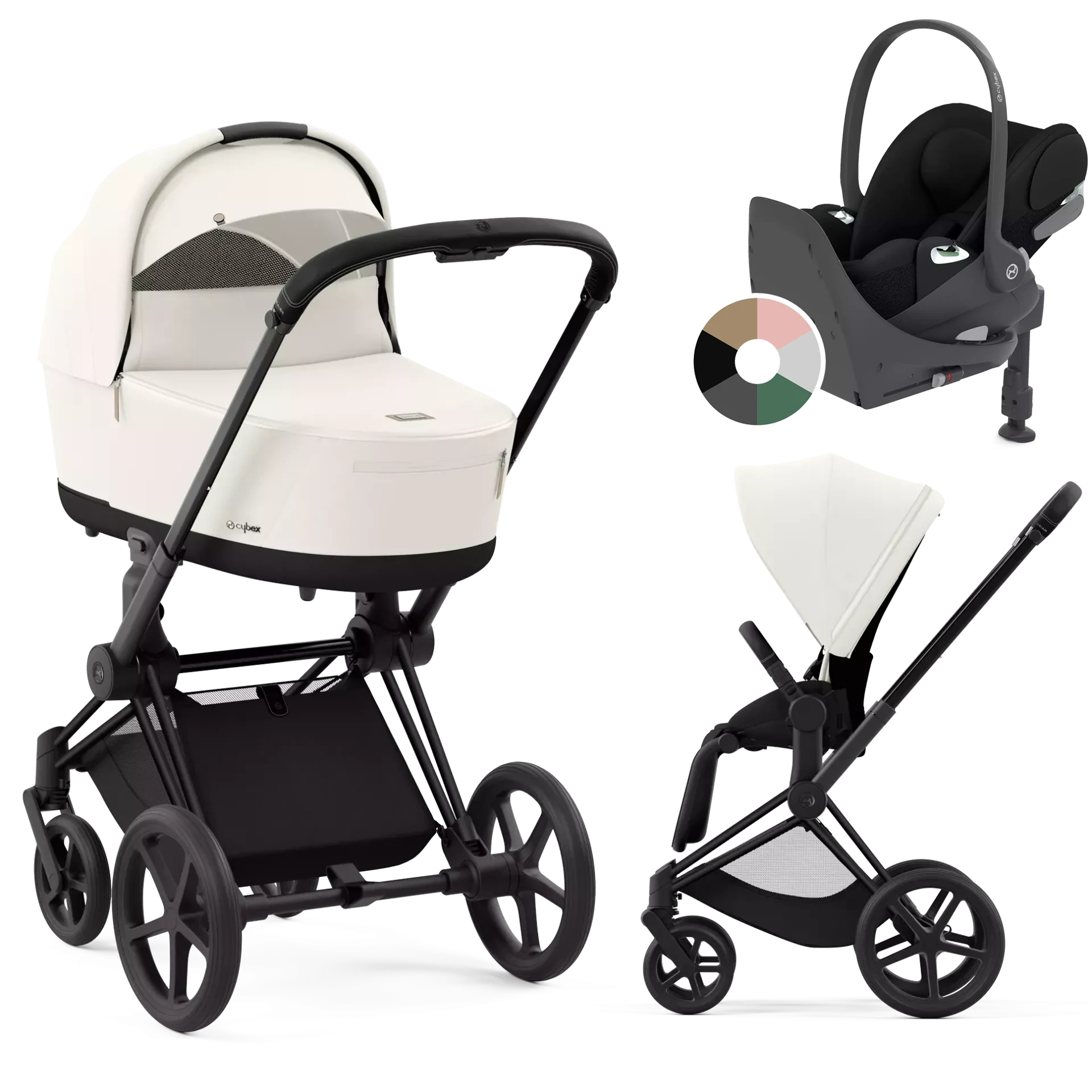 Cybex Priam 4.0 + Cybex Cloud T i-Size + baza T - 4w1 | Off White (Matt Black Frame)