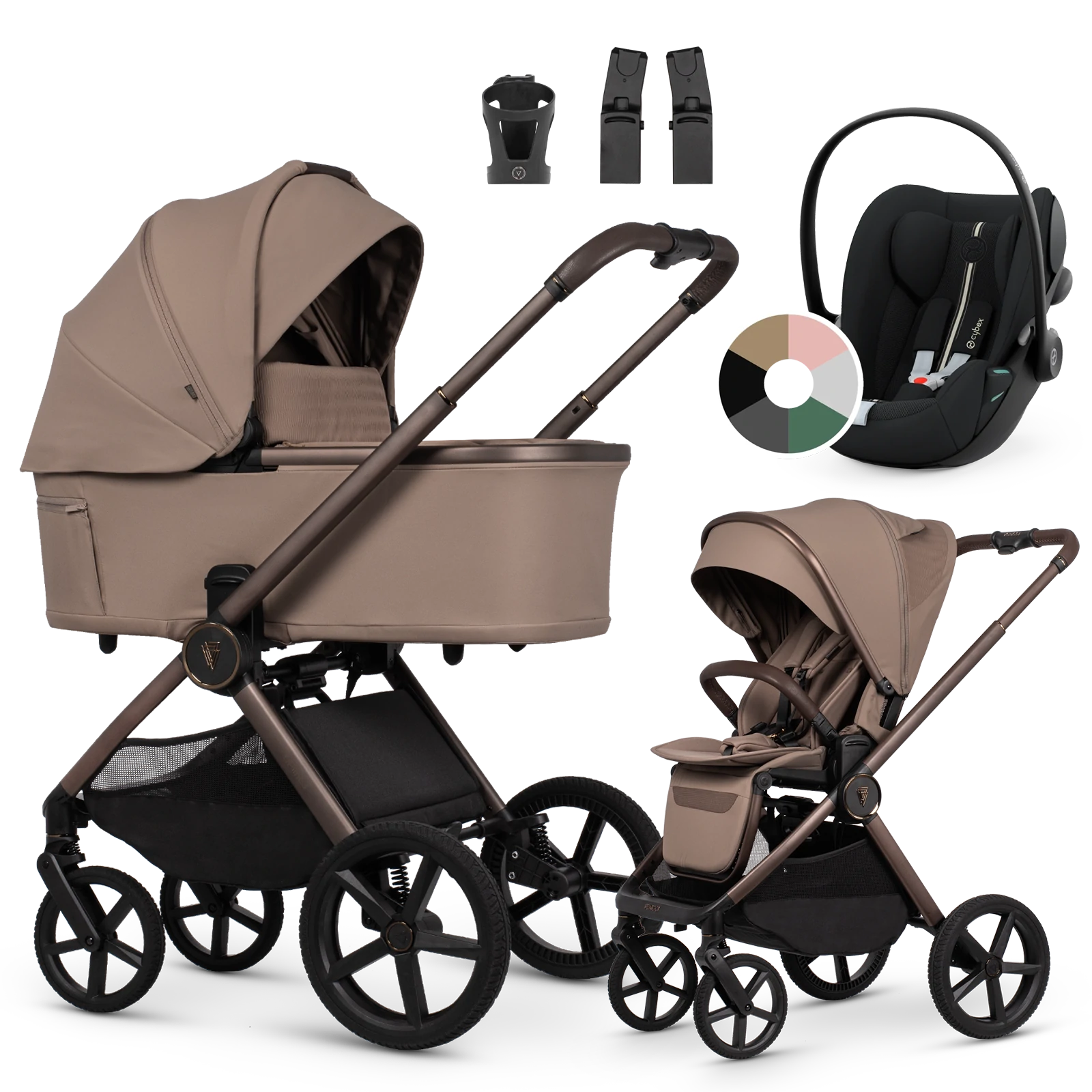 Venicci Upline 3 + Cybex Cloud G3 i-Size + AKCESORIA - 3w1 | Sand