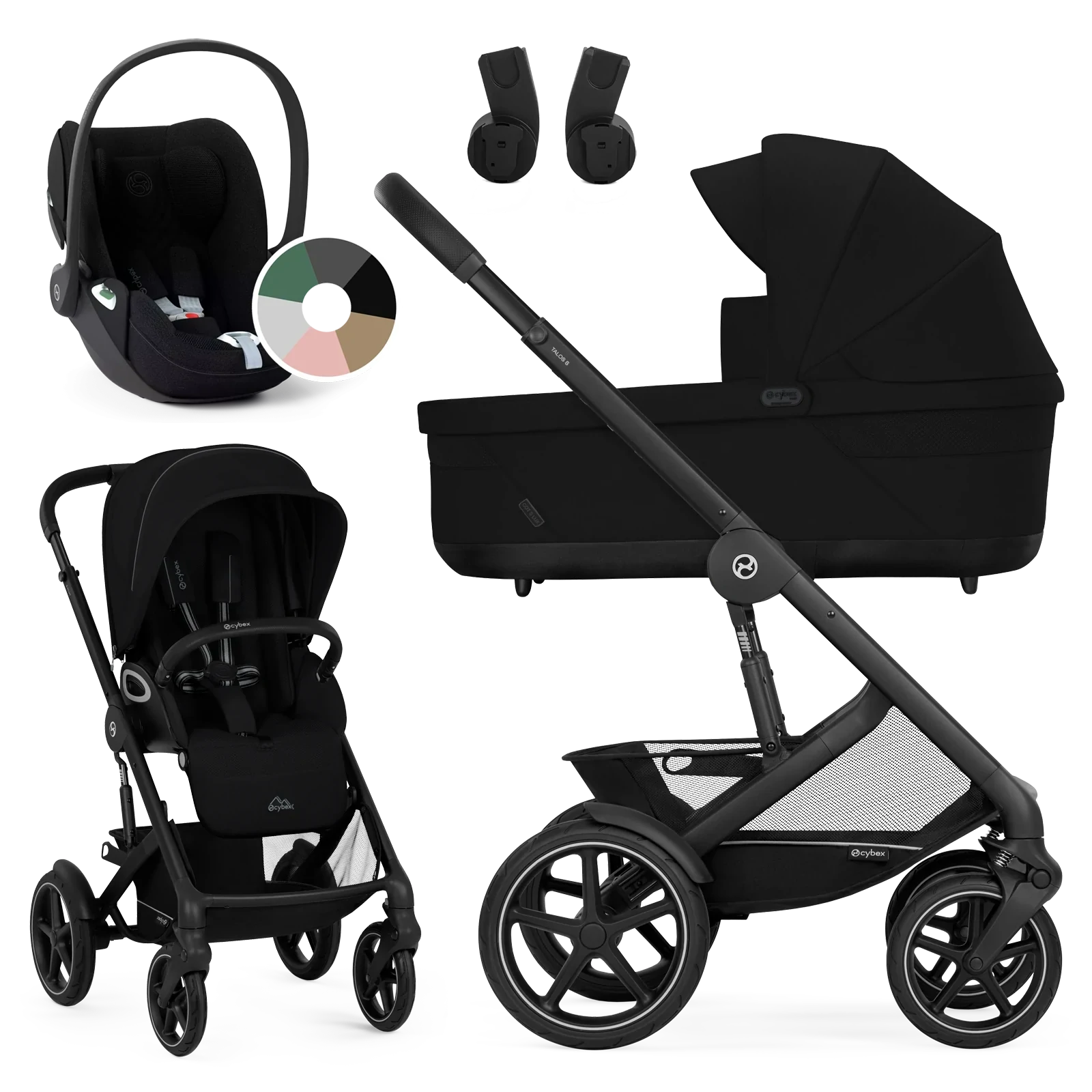 Cybex Talos S Lux + Cybex Cloud T i-Size - wózek 3w1 | Moon Black