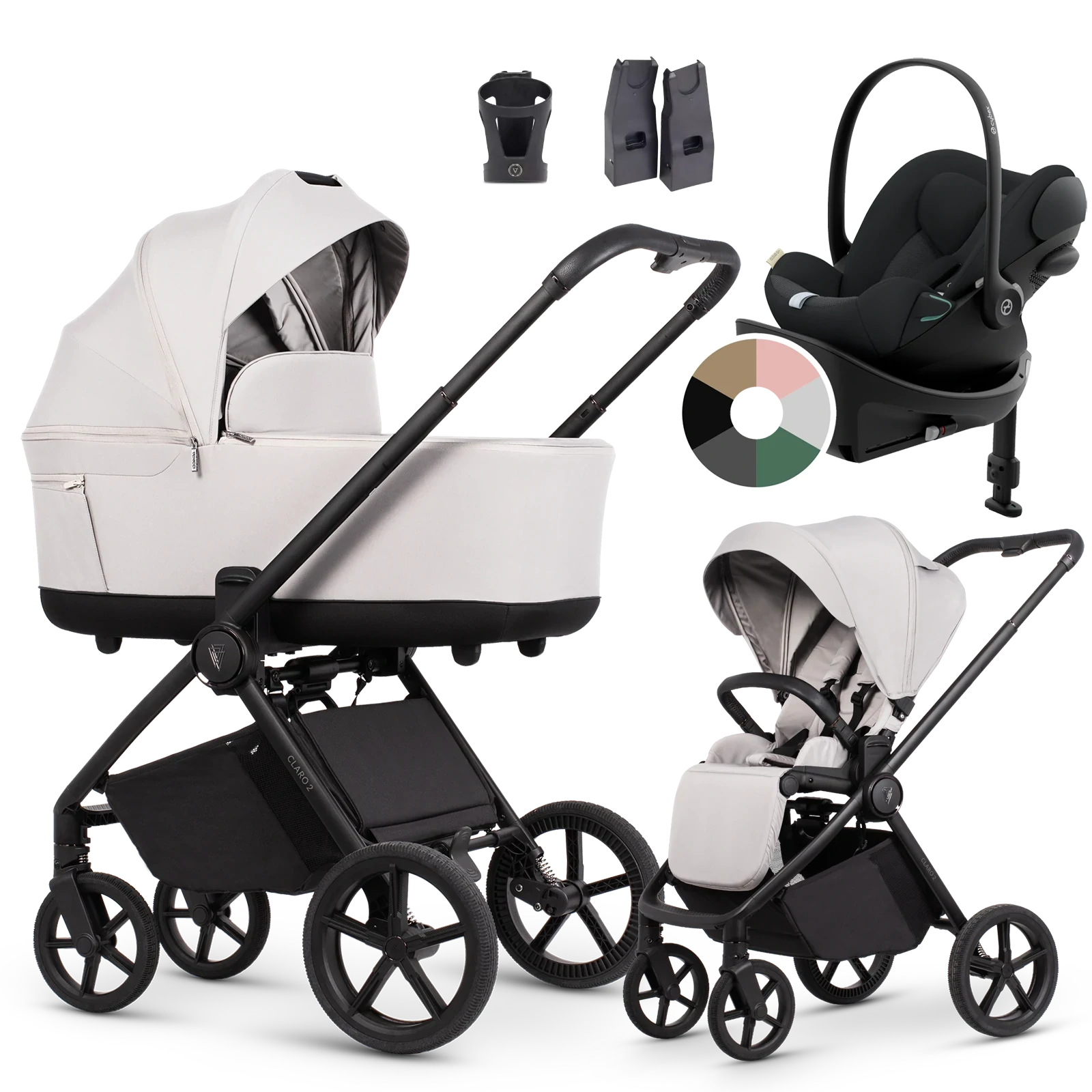 Venicci Claro 2 + Cybex Cloud G3 + baza G3 + AKCESORIA - 4w1 | Vanilla