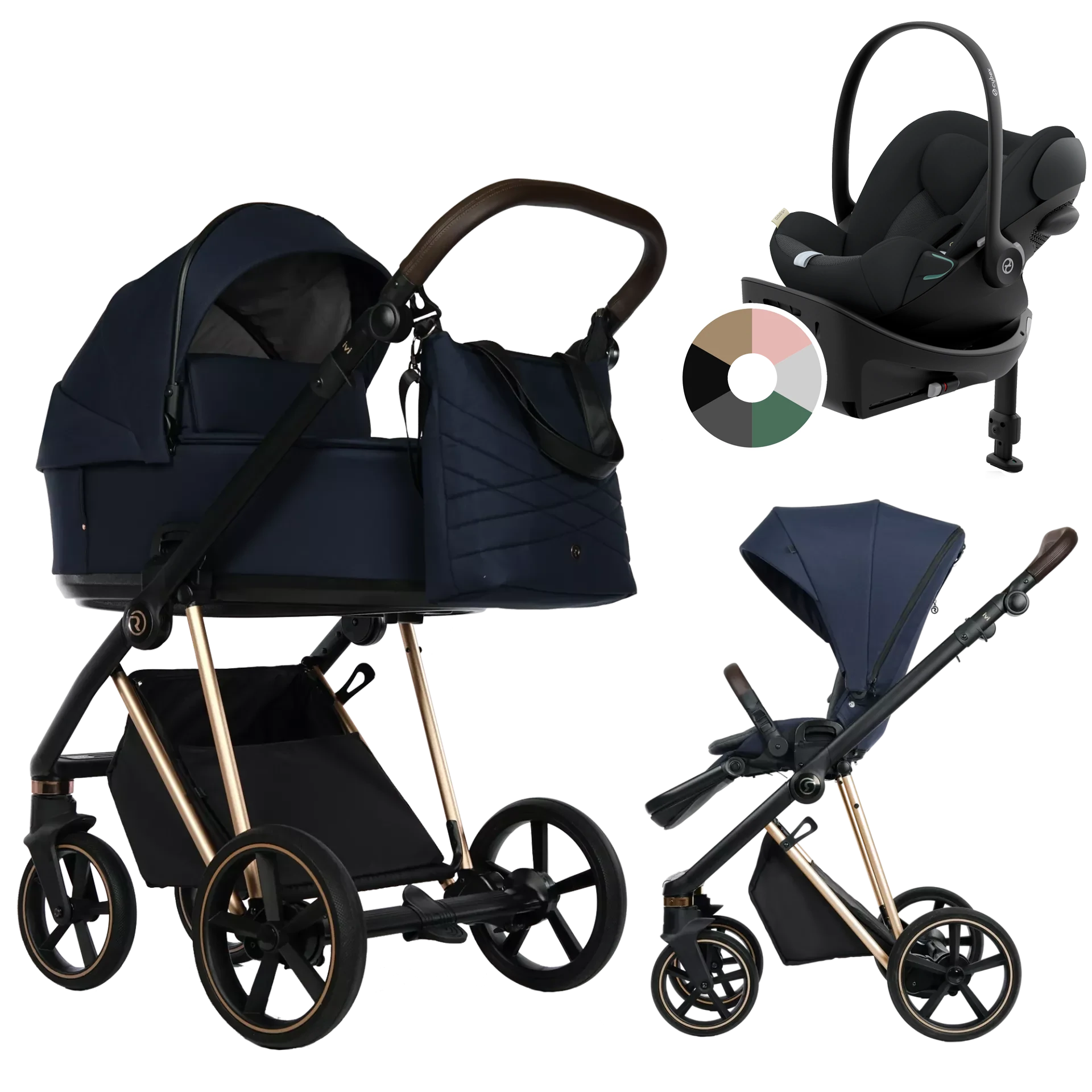 Roan Ivi 2.0 + Cybex Cloud G + baza G +GRATIS - 4w1 | Mystic Blue Rosegold