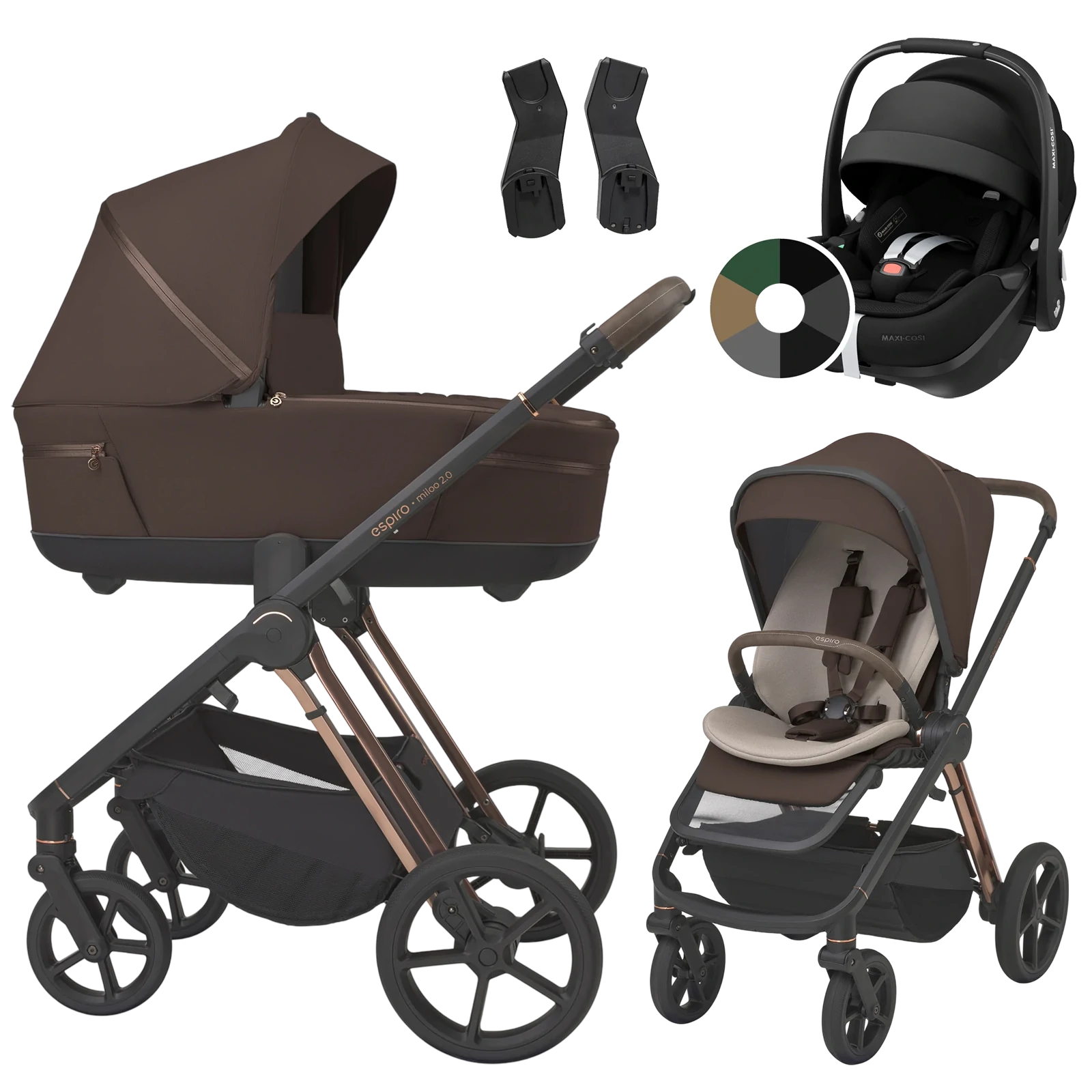 Espiro Miloo 2.0 + Maxi-Cosi Pebble 360 Pro2 +GRATIS - 3w1 | 308 Excellent Chocolate