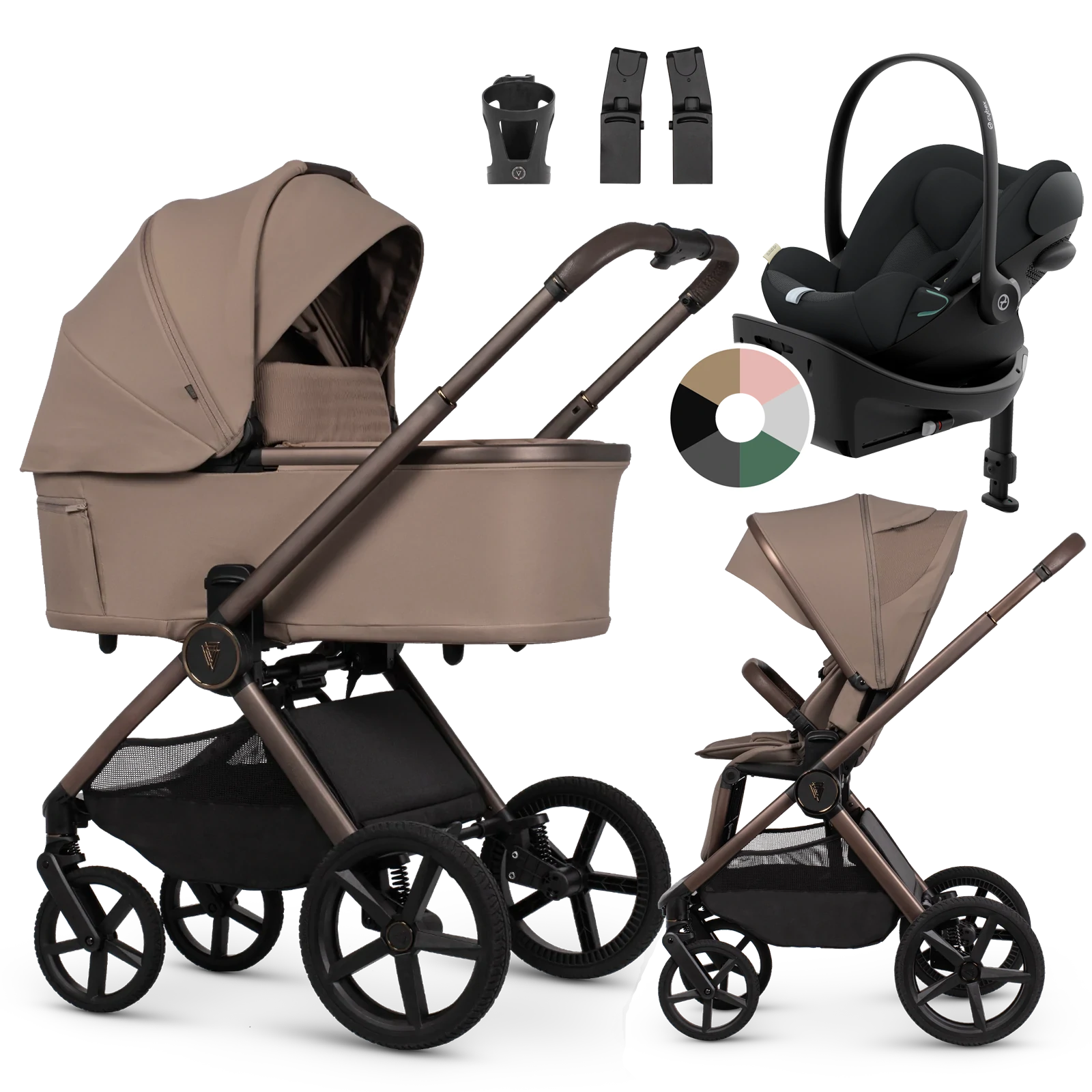Venicci Upline 3 + Cybex Cloud G3 + baza G3 + AKCESORIA - 4w1 | Sand