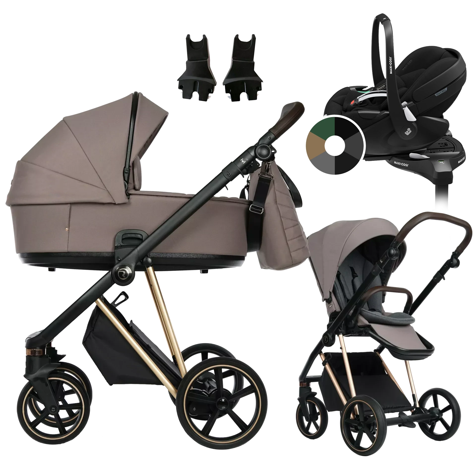 Roan Ivi 2.0 + Maxi-Cosi Pebble 360 Pro2 + baza +GRATIS - 4w1 | Cocoa Rosegold