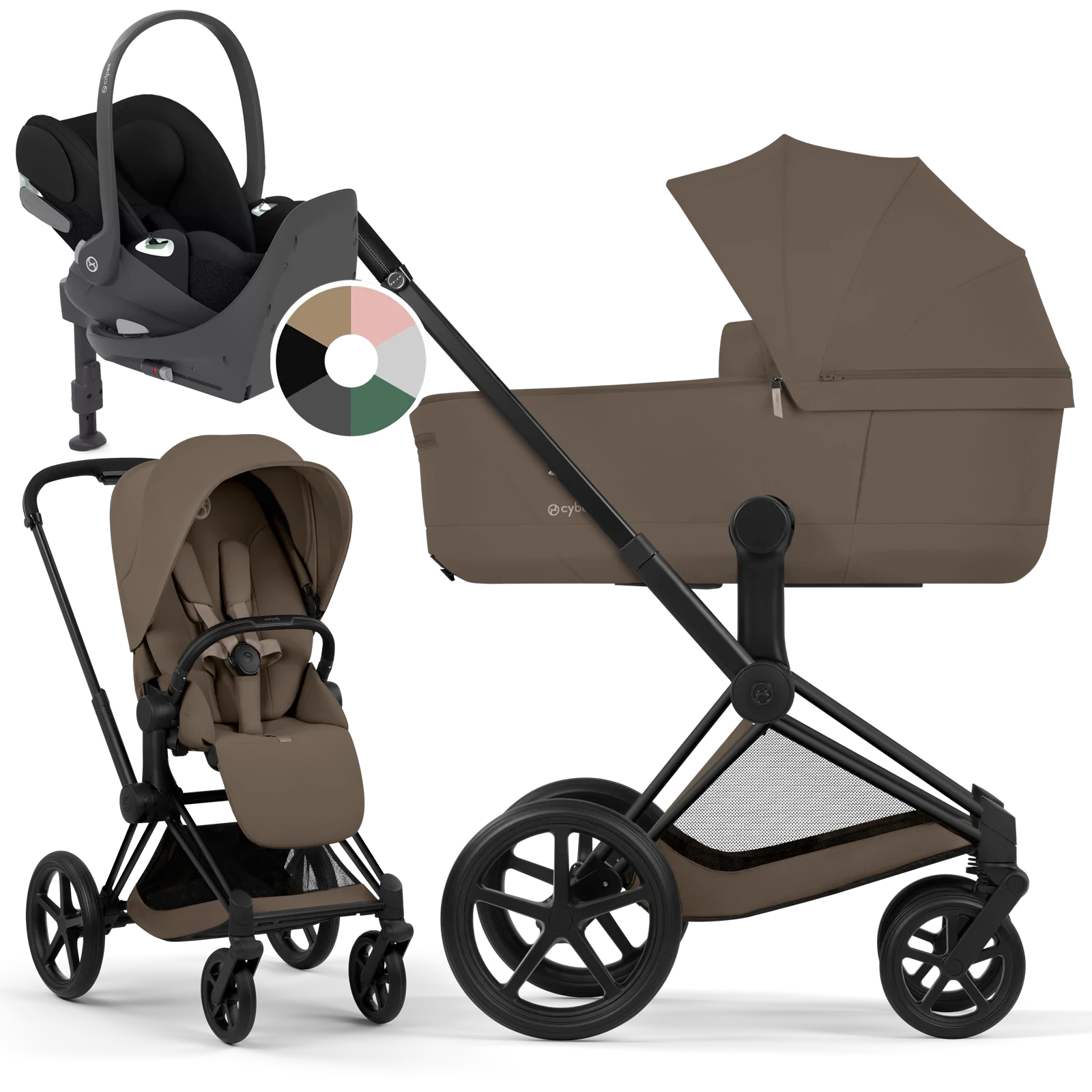 Cybex Priam 5.0 - wózek 4w1 | Coconut Brown - Matt Black (Comfort)
