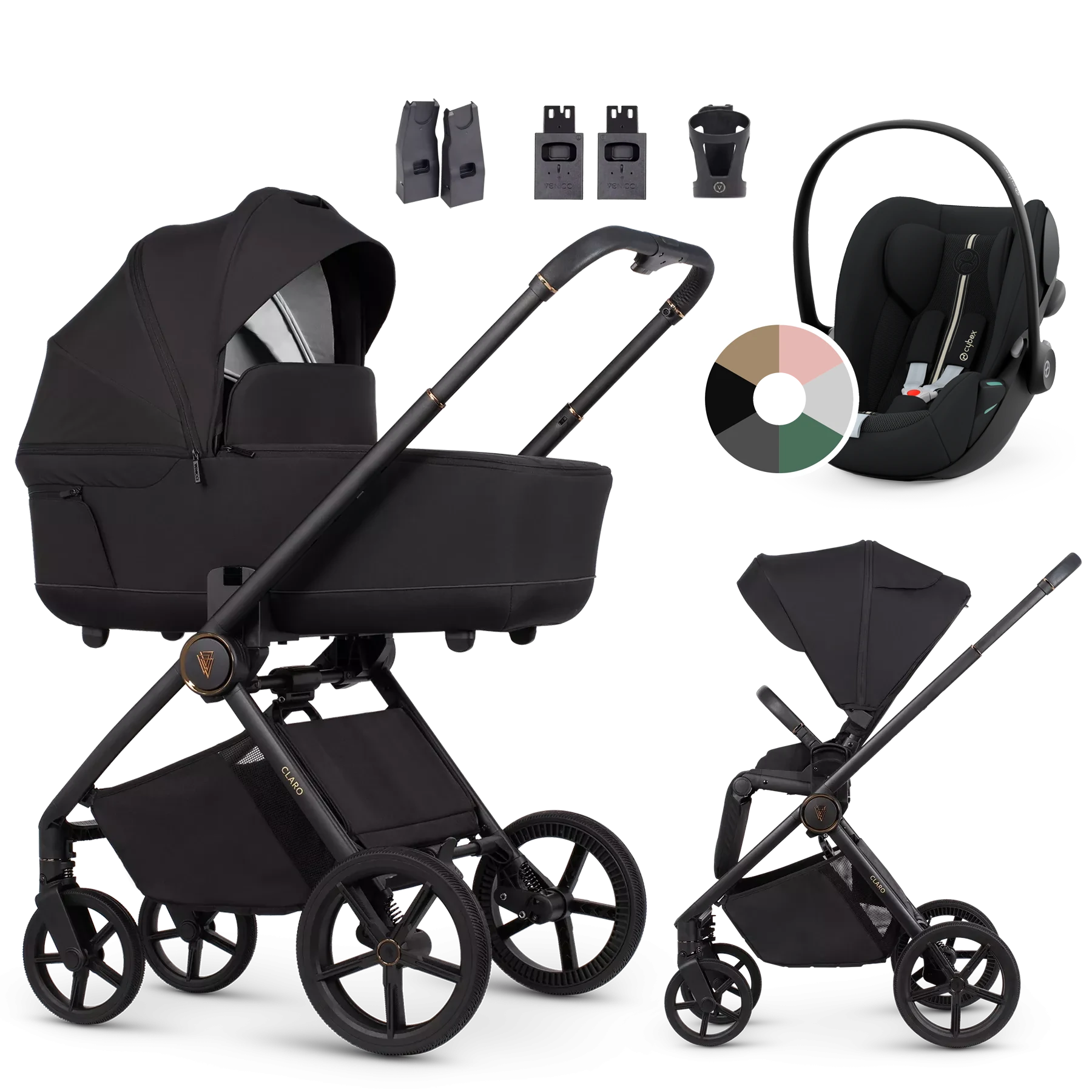 Venicci Claro + Cybex Cloud G i-Size +AKCESORIA - 3w1 | Noir