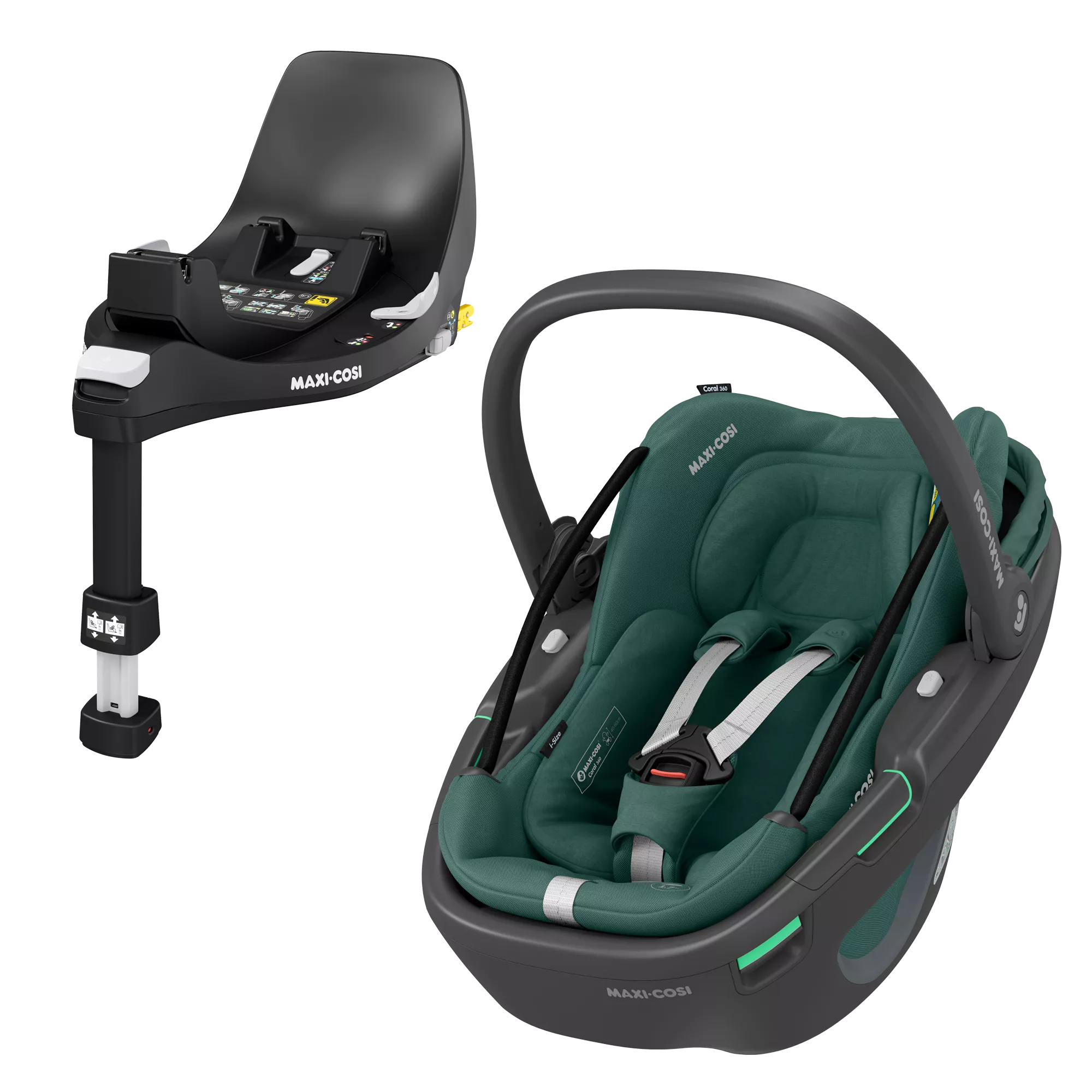 Maxi-Cosi Coral 360 + baza FamilyFix 360 Pro | Essential Green