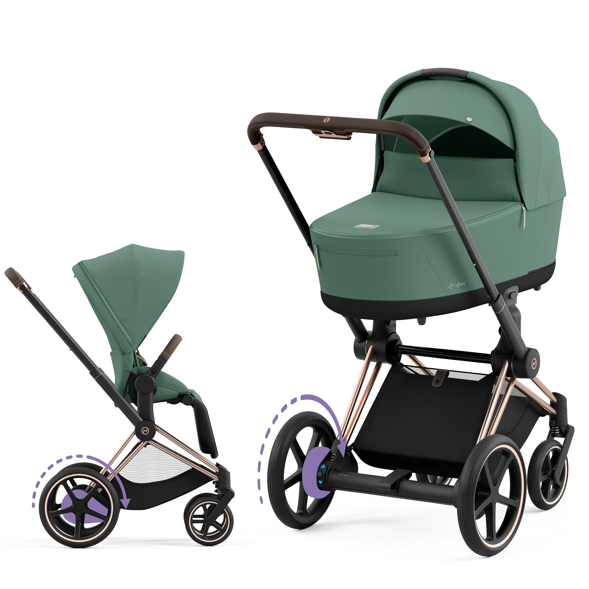 Cybex e-Priam 4.0 - 2w1 | Leaf Green (Rosegold Frame)