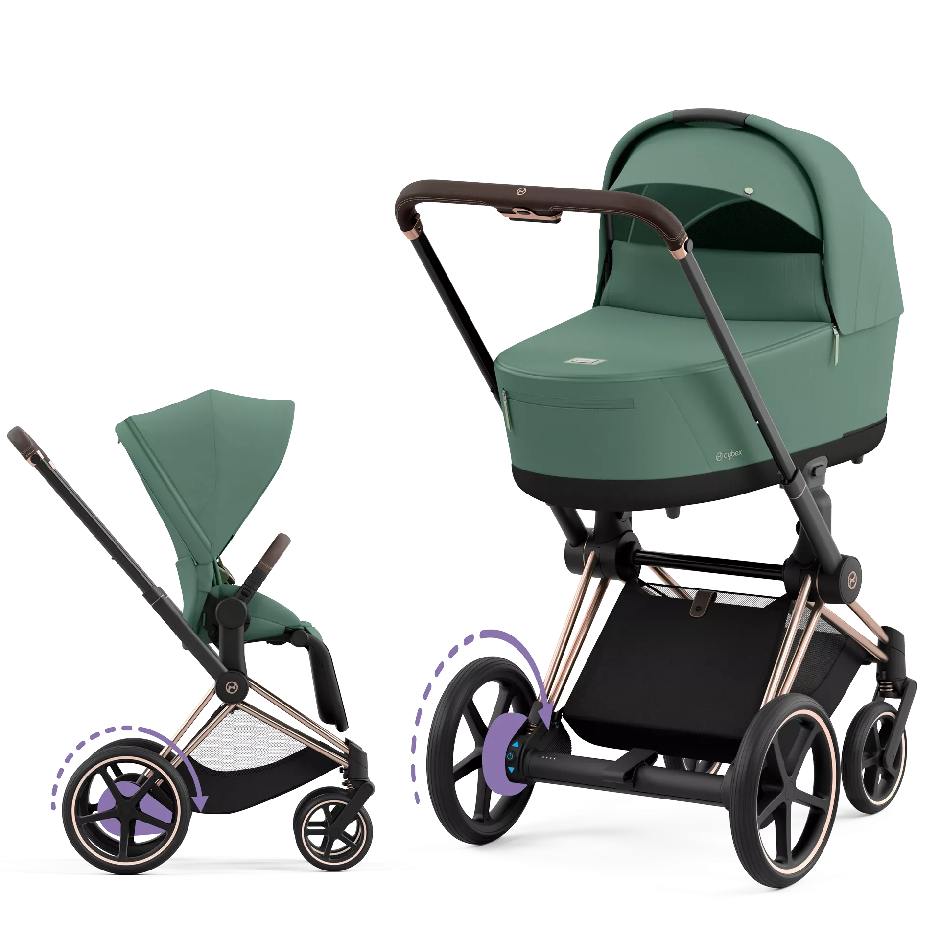 Cybex e-Priam 4.0 - 2w1 | Leaf Green (Rosegold Frame)