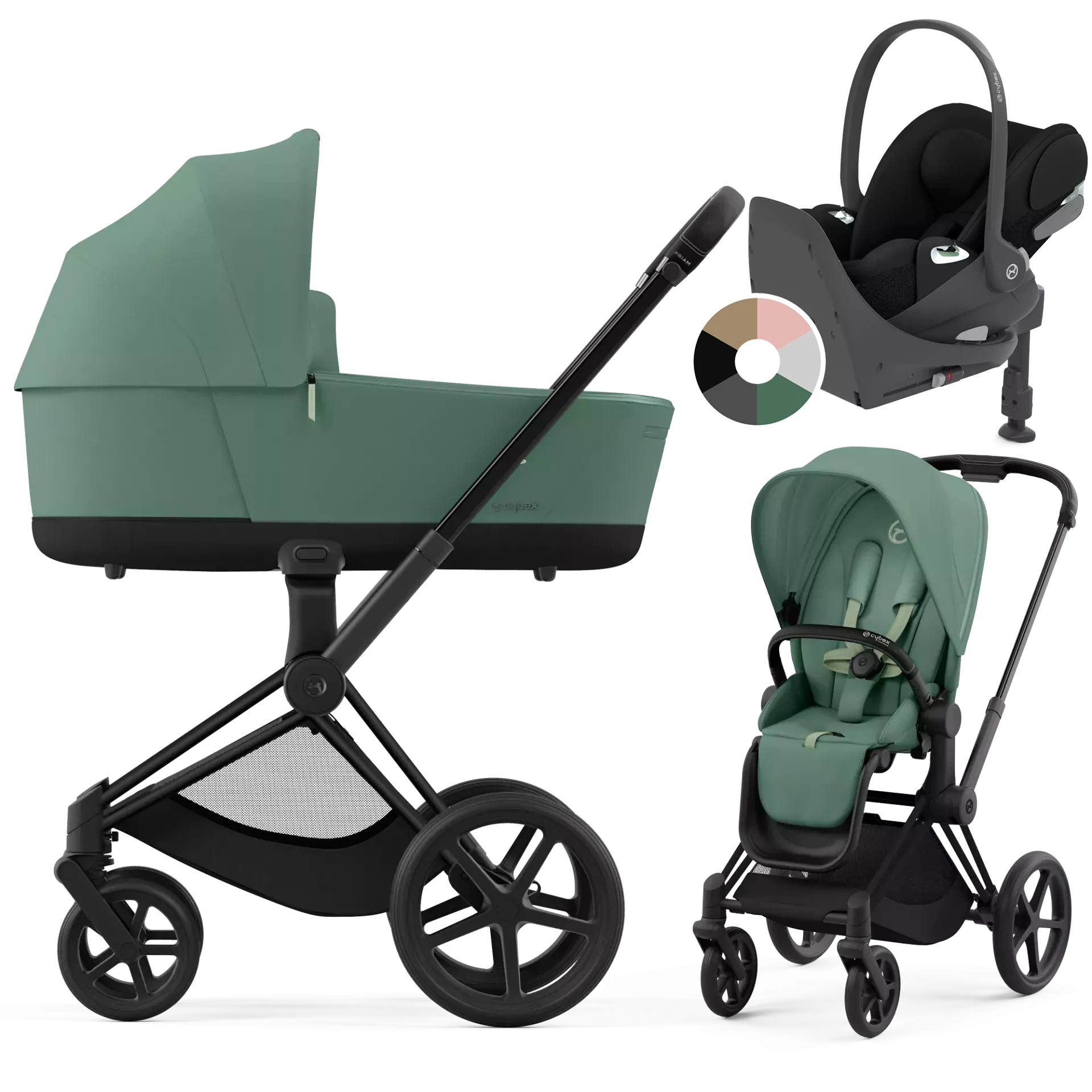 Cybex Priam 4.0 + Cybex Cloud T i-Size + baza T - 4w1 | Leaf Green (Matt Black Frame)