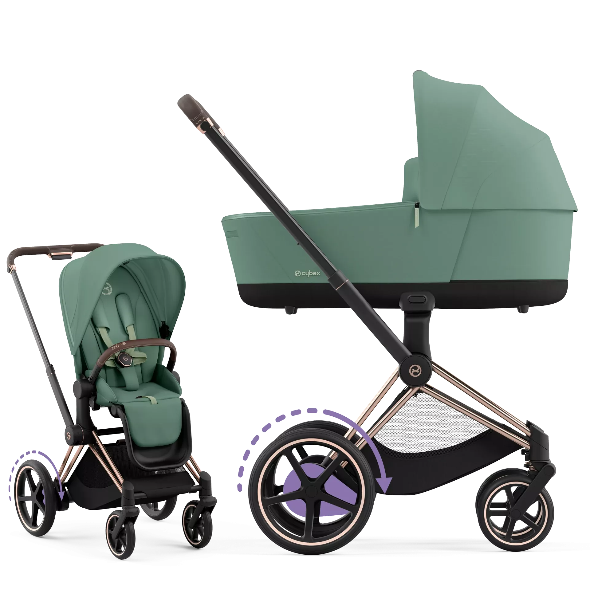 Cybex e-Priam 4.0 - 2w1 | Leaf Green (Rosegold Frame)