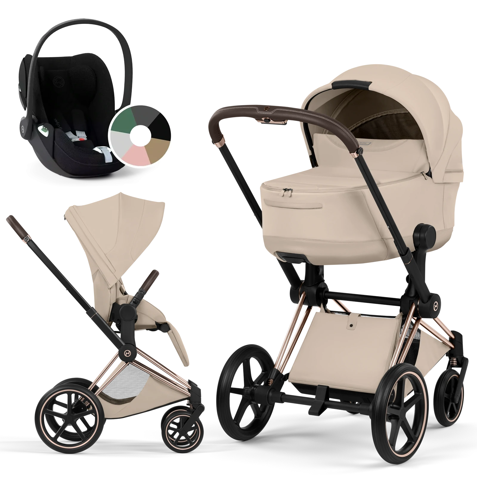 Cybex Priam 5.0 - wózek 3w1 | Cozy Beige - Rosegold (Style)