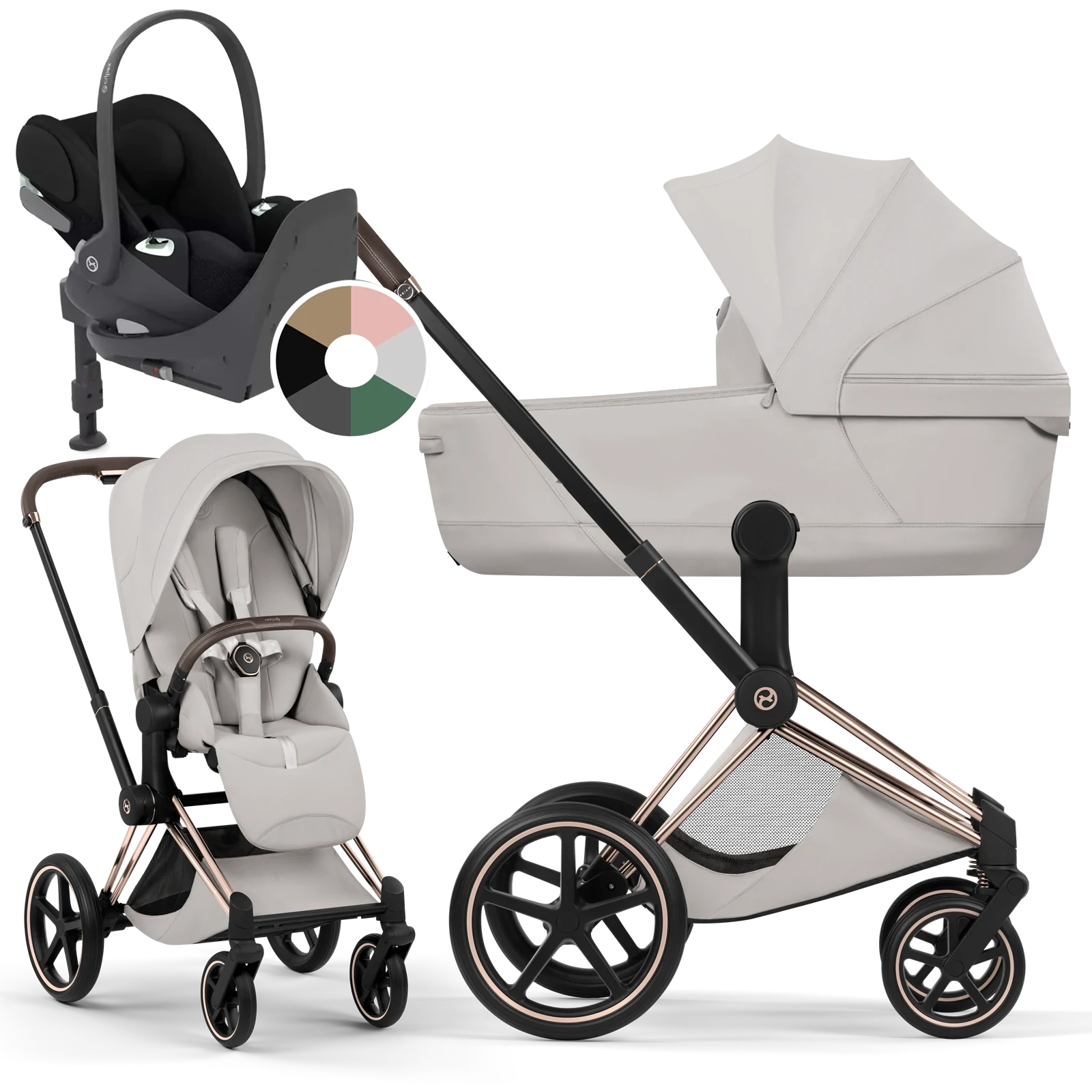 Cybex Priam 5.0 - wózek 4w1 | City Grey - Rosegold (Style)