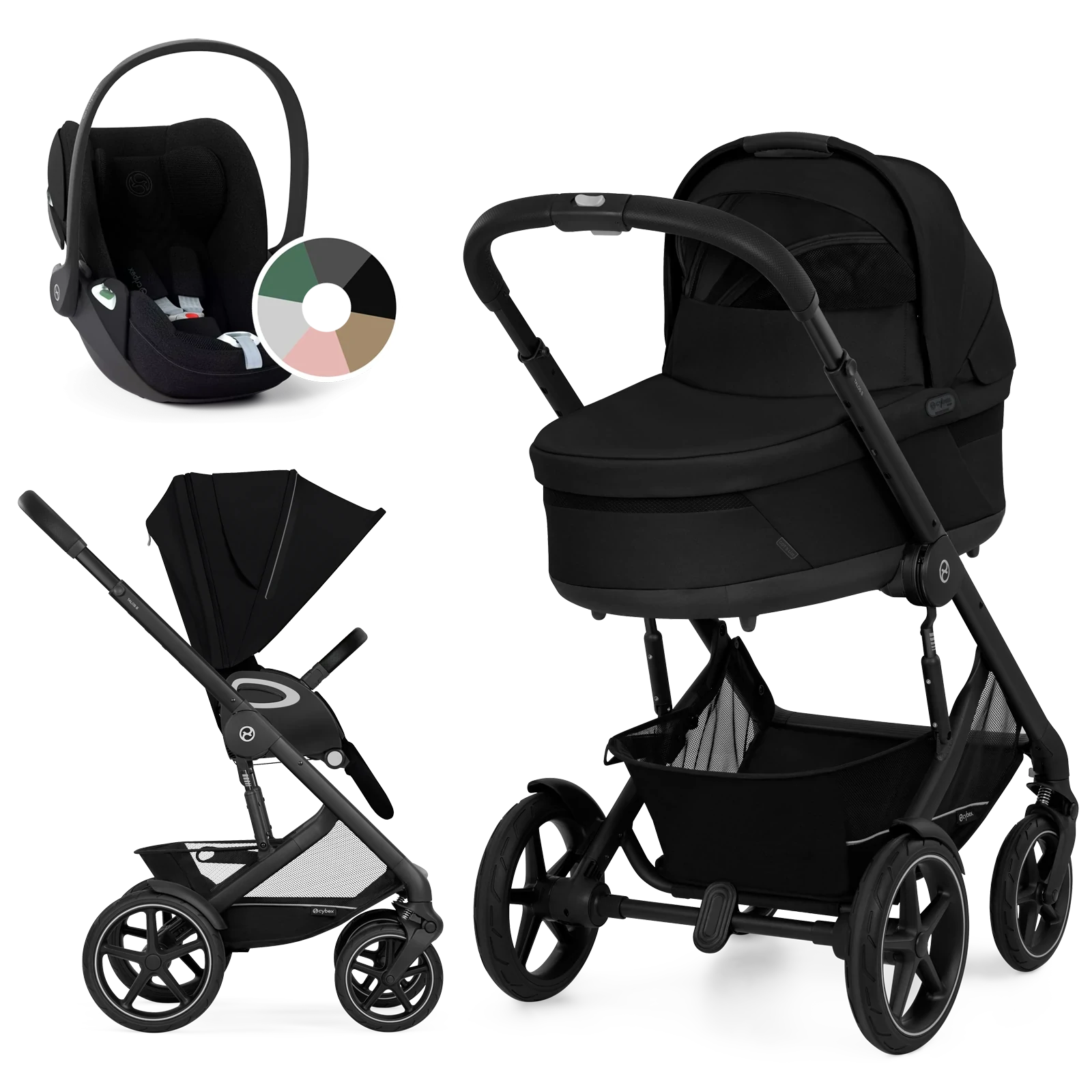 Cybex Talos S Lux + Cybex Cloud T i-Size - wózek 3w1 | Moon Black