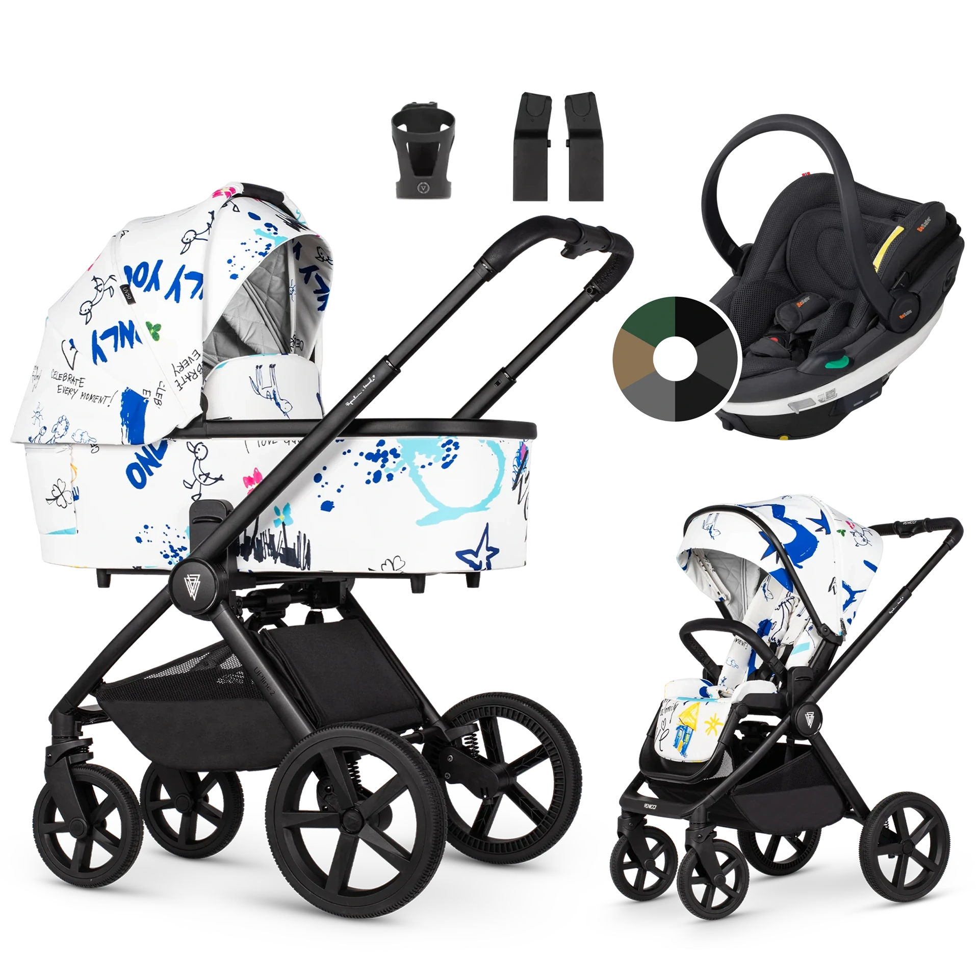 Venicci Upline 2 + BeSafe Go Beyond +AKCESORIA - 3w1 | White