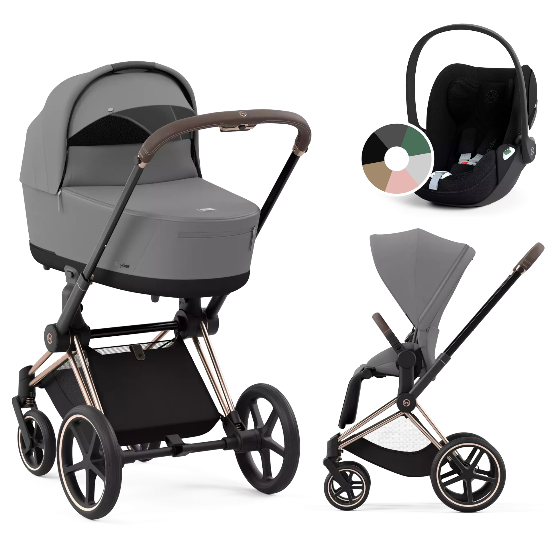 Cybex Priam 4.0 + Cybex Cloud T i-Size - 3w1 | Mirage Grey (Rosegold Frame)