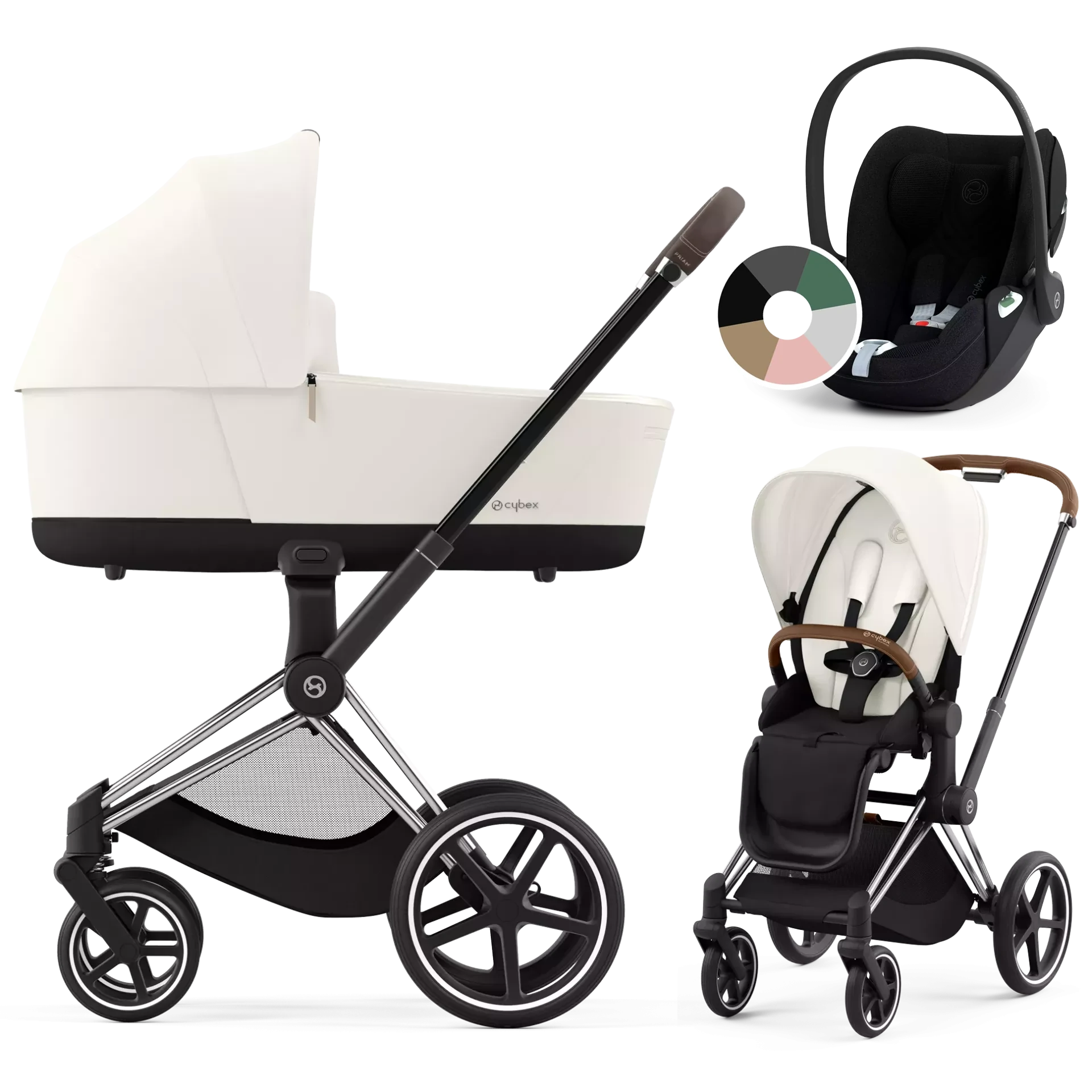 Cybex Priam 4.0 + Cybex Cloud T i-Size - 3w1 | Off White (Chrome Brown Frame)