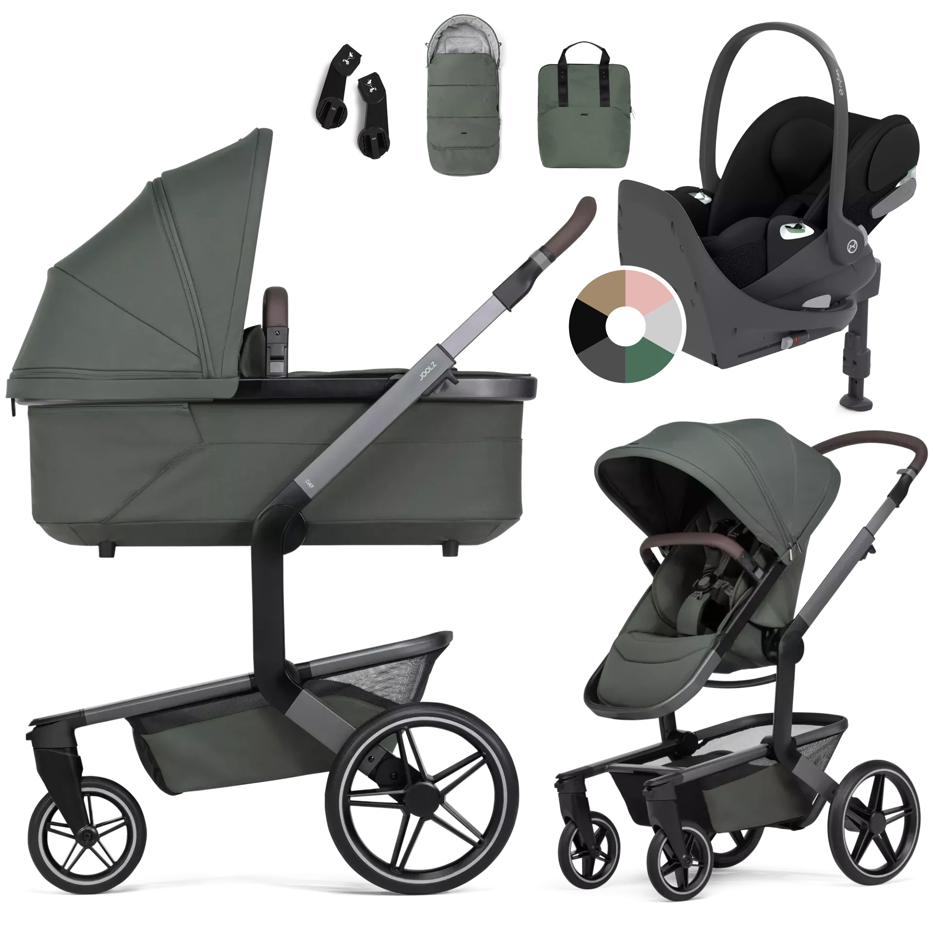 Joolz Day5 + Cybex Cloud T i-Size + baza T +GRATISY - 4w1 | Forest Green