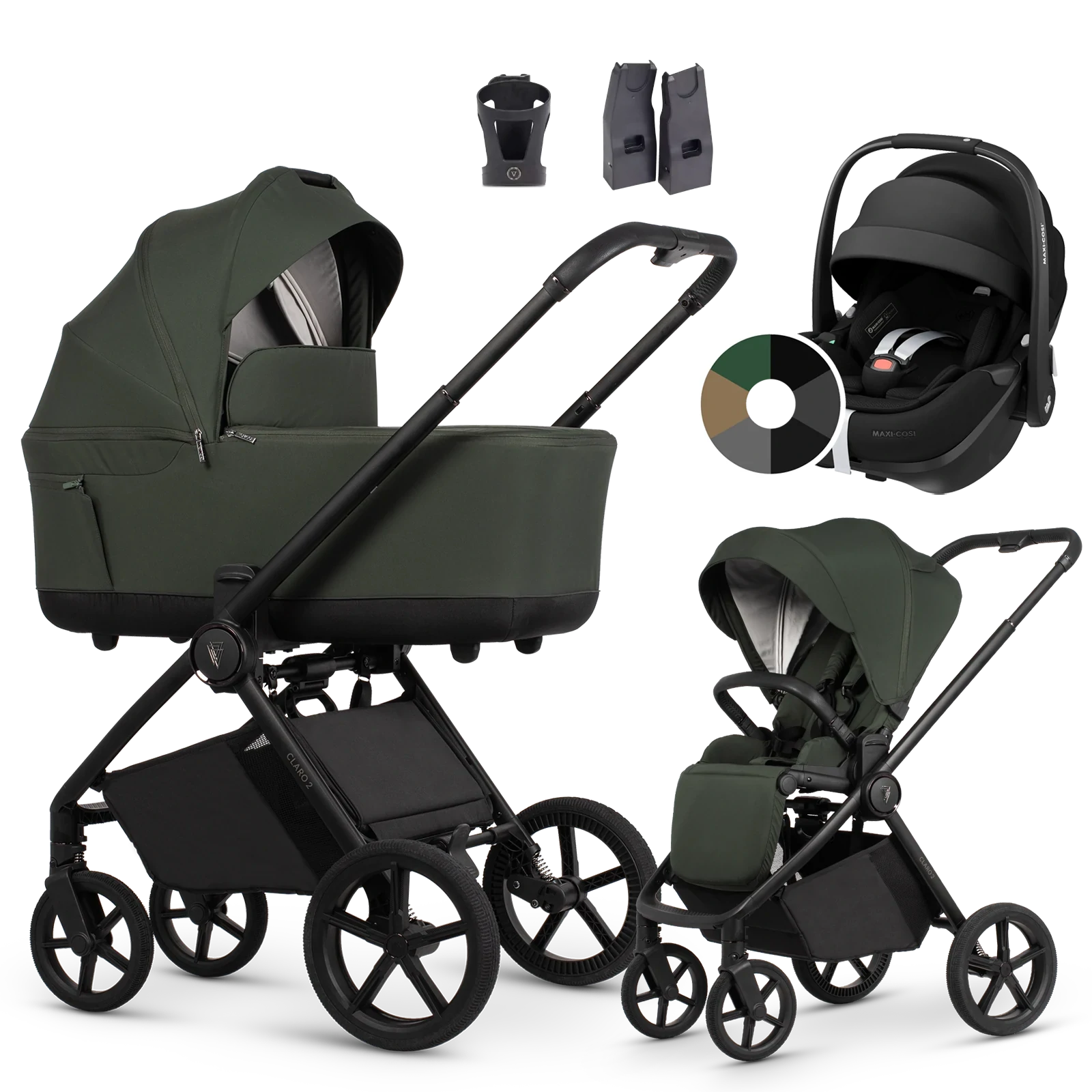 Venicci Claro 2 + Maxi-Cosi Pebble 360 Pro2 + AKCESORIA - 3w1 | Forest