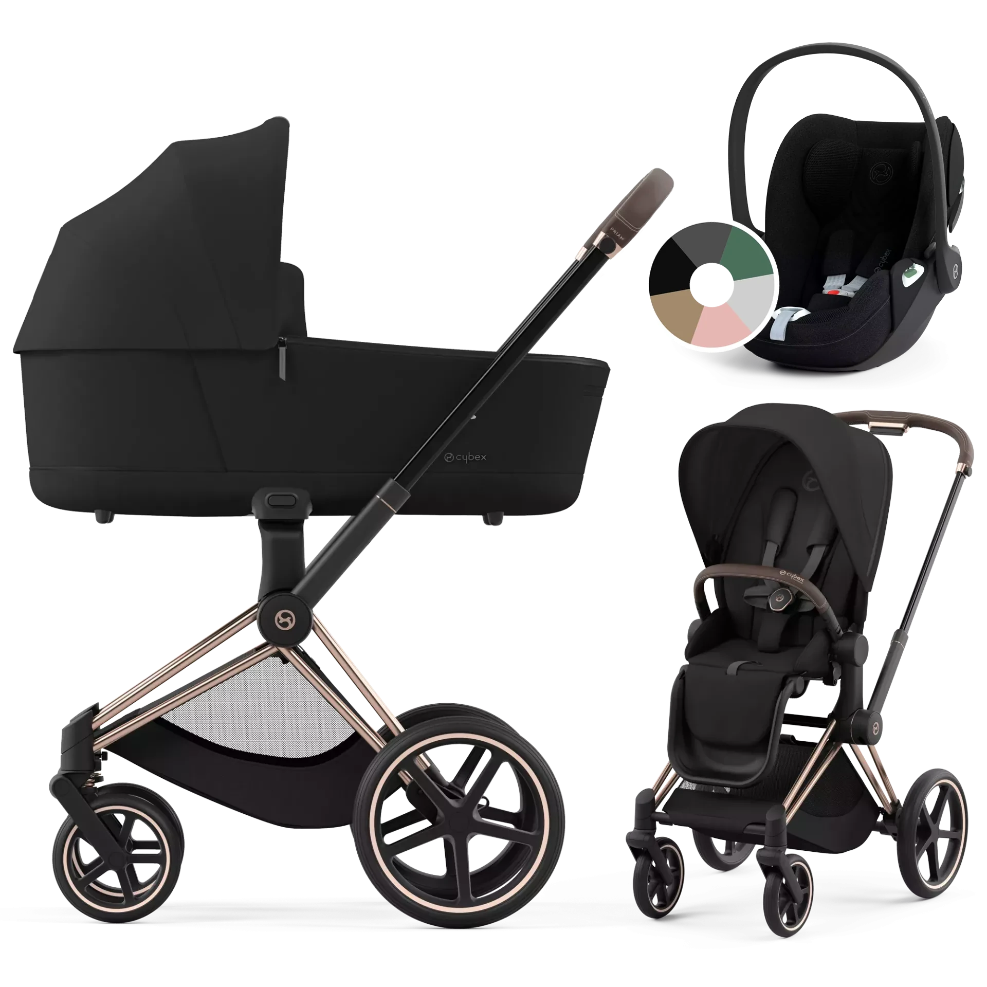 Cybex Priam 4.0 + Cybex Cloud T i-Size - 3w1 | Sepia Black (Rosegold Frame)