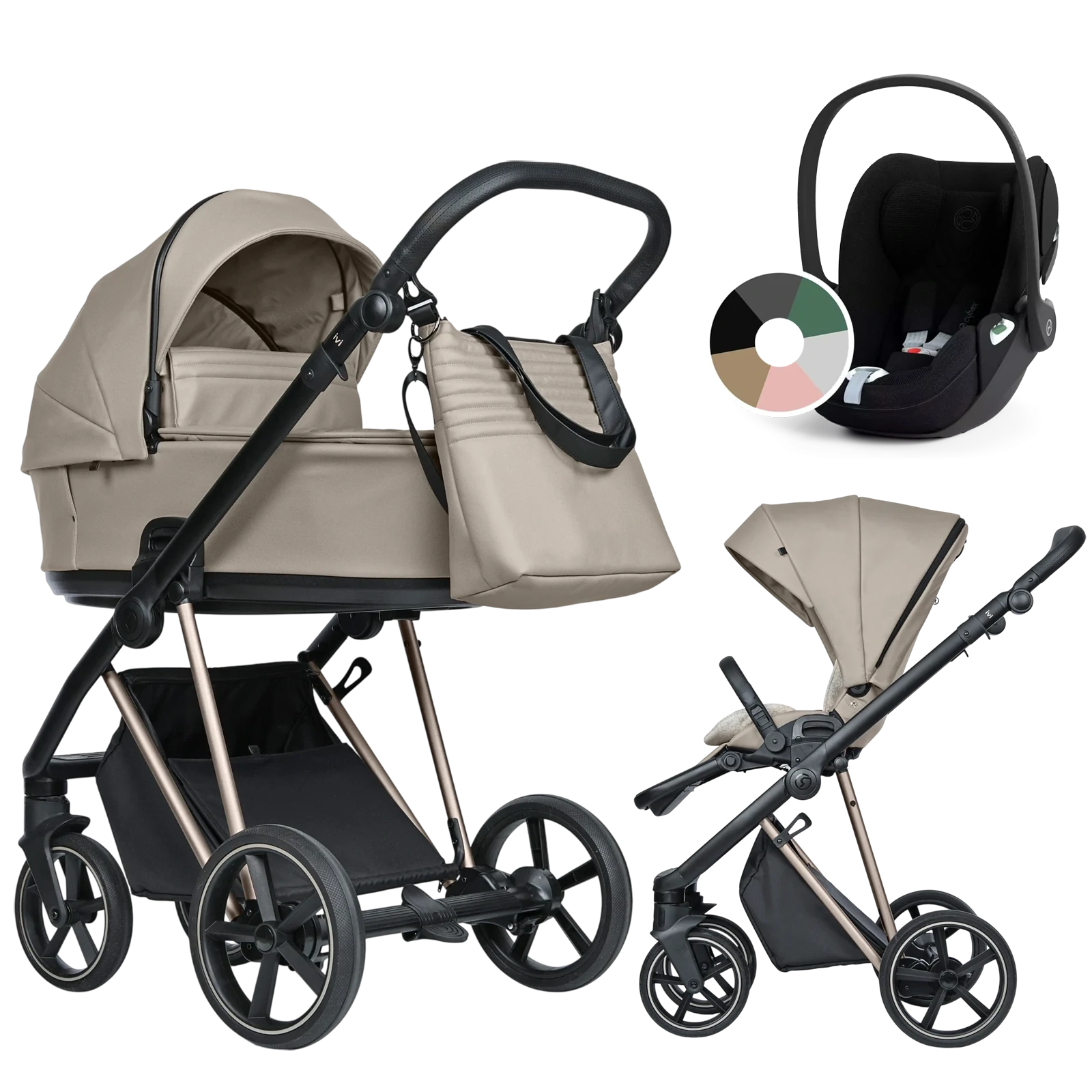 Roan Ivi 2.0 Vintage + Cybex Cloud T i-Size +GRATIS - 3w1 | Almond Sugar