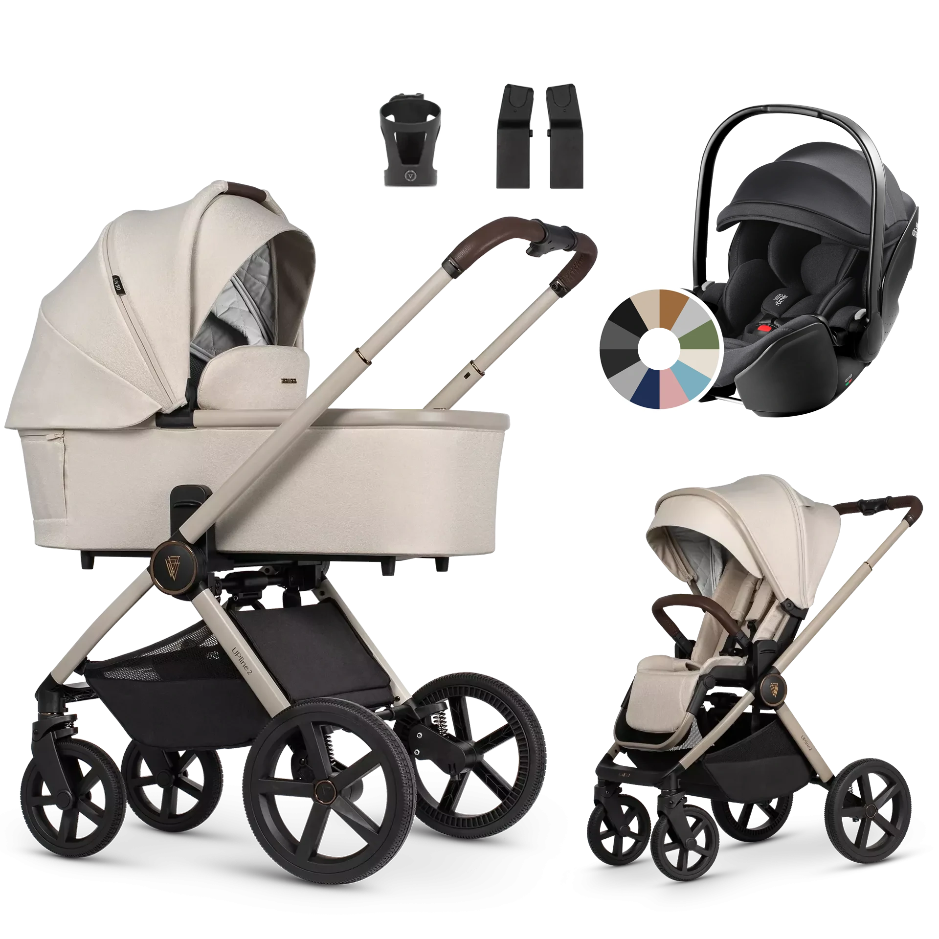 Venicci Upline 2 + Britax Römer Baby-Safe Pro +AKCESORIA - 3w1 | Stone Beige