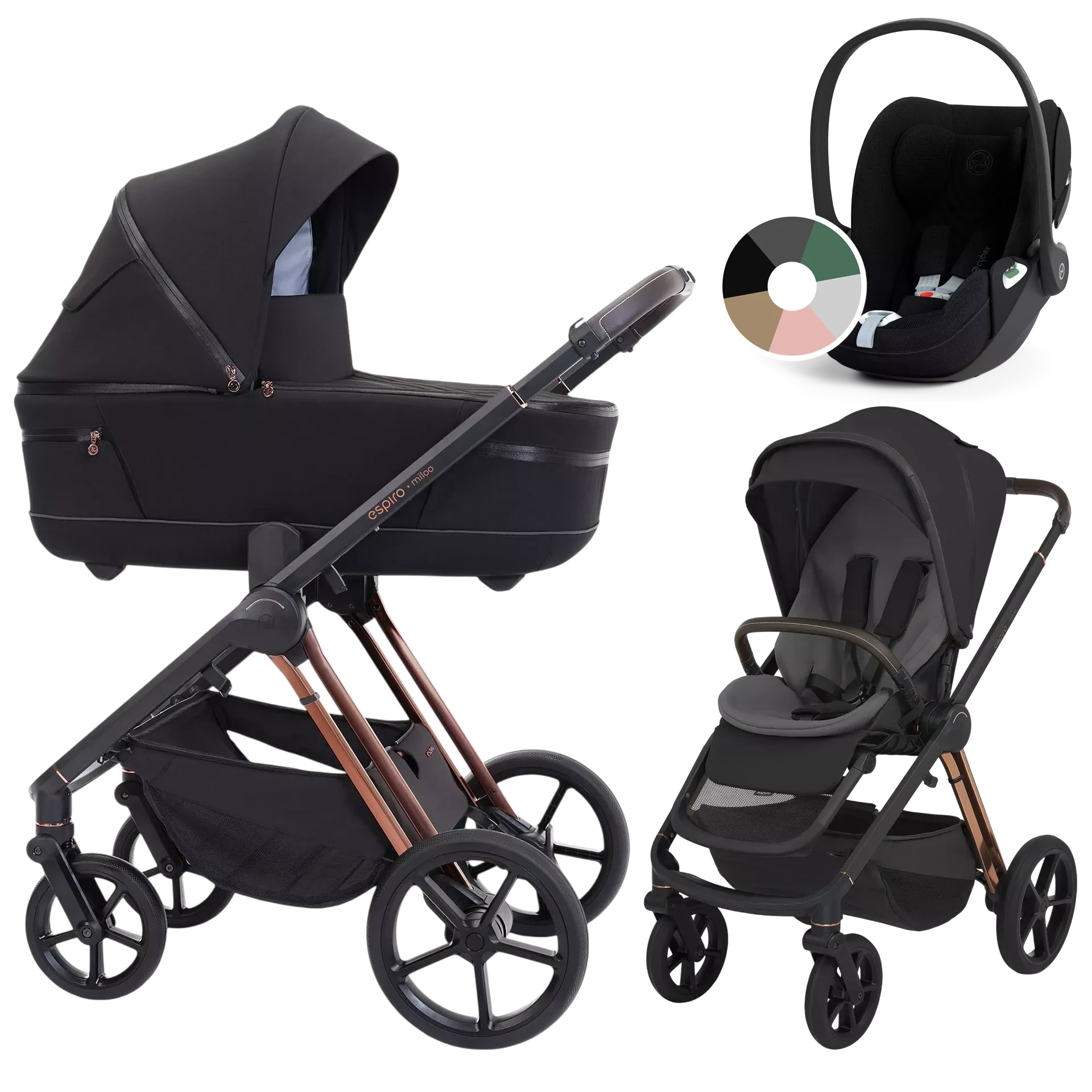 Espiro Miloo + Cybex Cloud T i-Size +GRATIS - wózek 3w1 | 210 Diamond Black