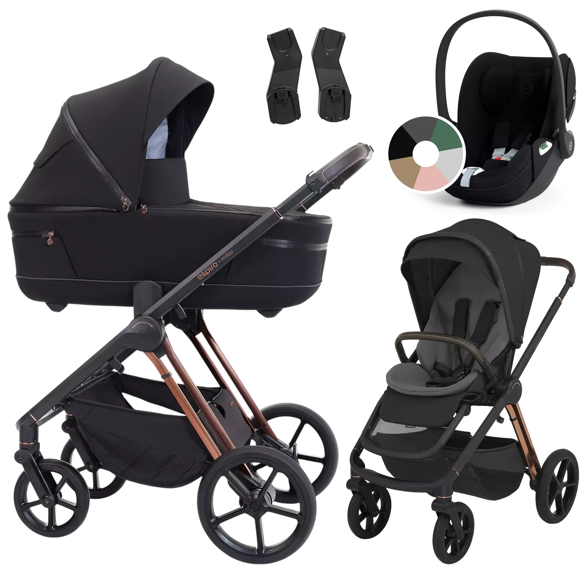 Espiro Miloo + Cybex Cloud T i-Size +GRATIS - wózek 3w1 | 210 Diamond Black