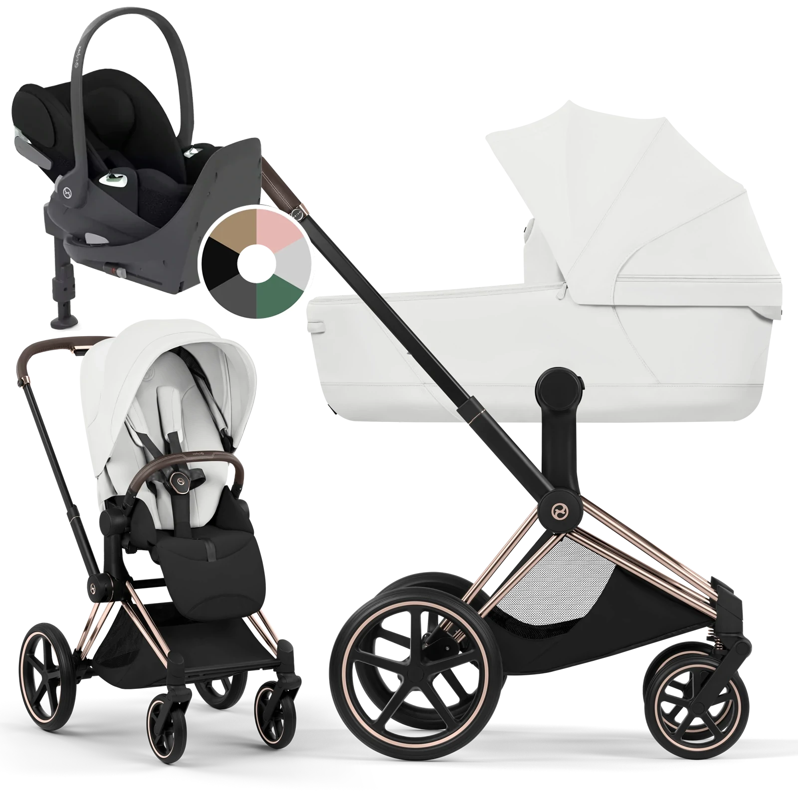 Cybex Priam 5.0 - wózek 4w1 | Off White - Rosegold (Style)