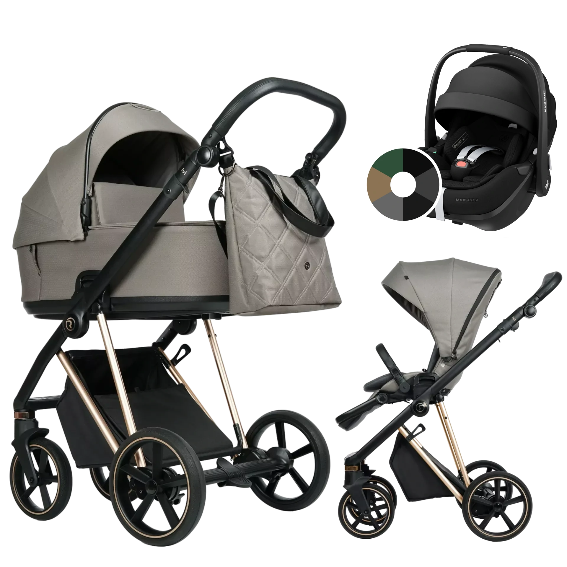 Roan Ivi 2.0 + Maxi-Cosi Pebble 360 Pro2 +GRATIS - 3w1 | Mocca