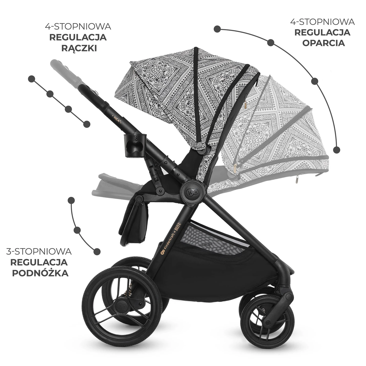 Kinderkraft Nea 2 - 2w1 | Lunar Black (Kinderkraft x Bizuu)