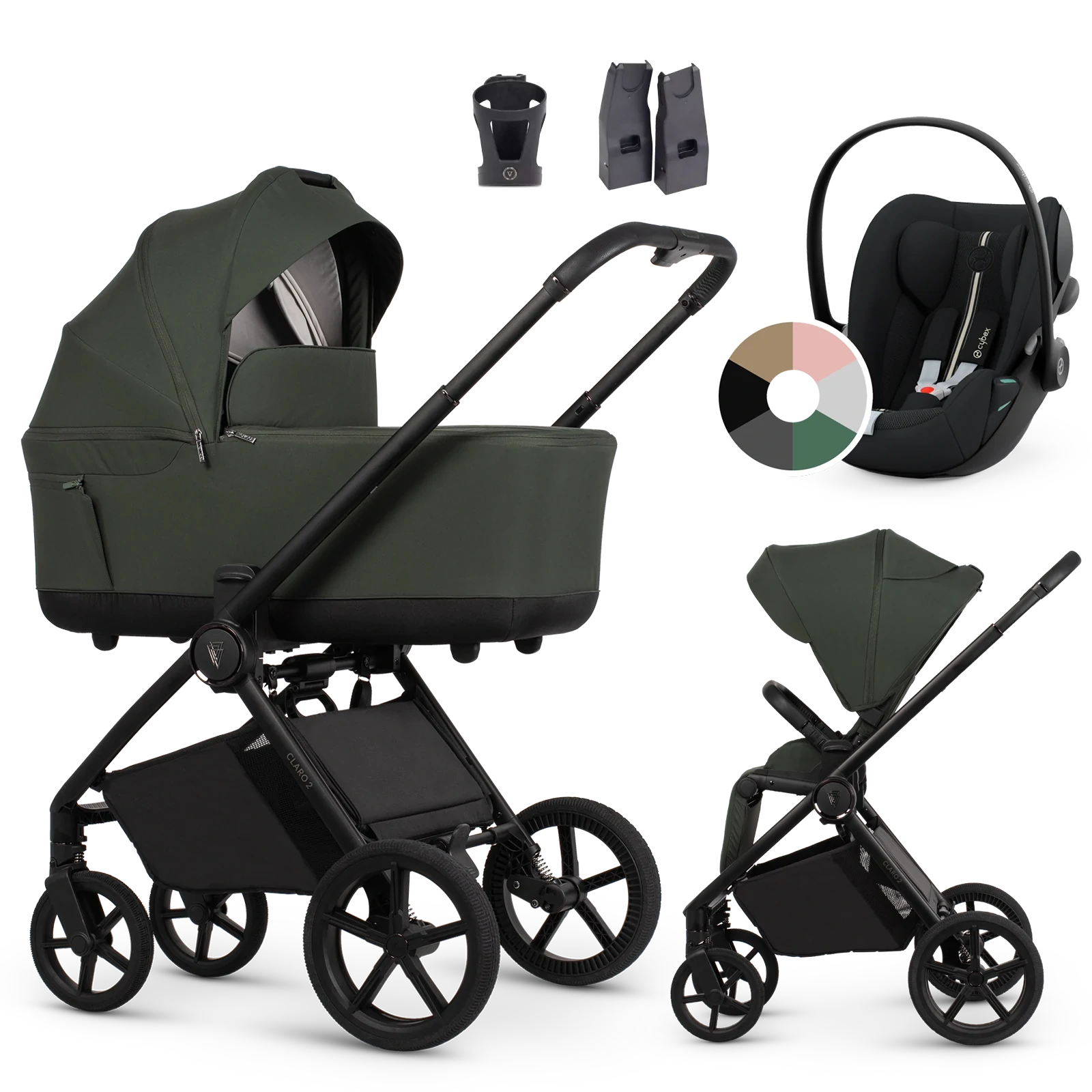 Venicci Claro 2 + Cybex Cloud G3 i-Size + AKCESORIA - 3w1 | Forest