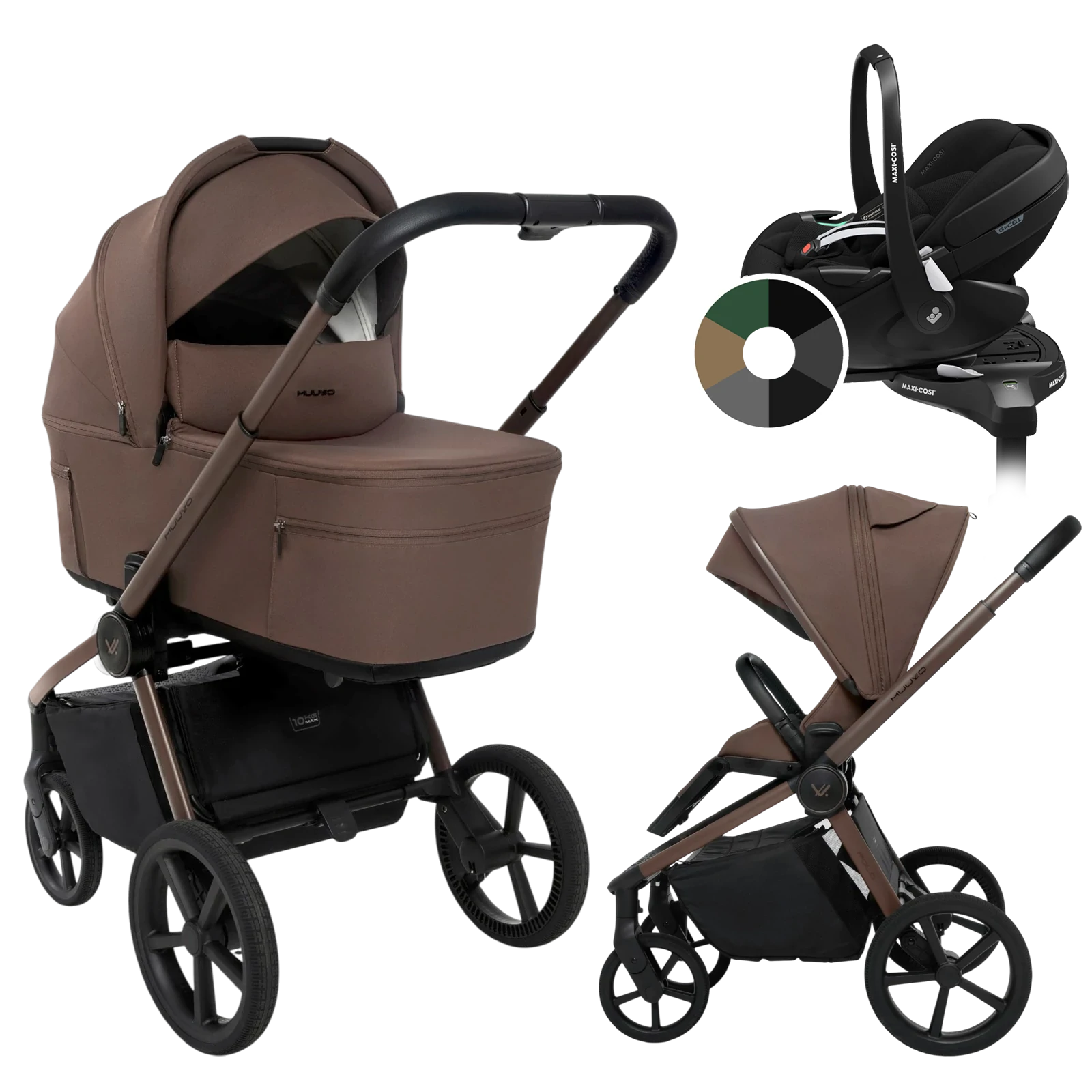 Muuvo Fold + Maxi-Cosi Pebble 360 Pro2 + baza + GRATIS - 4w1 | Dark Chocolate