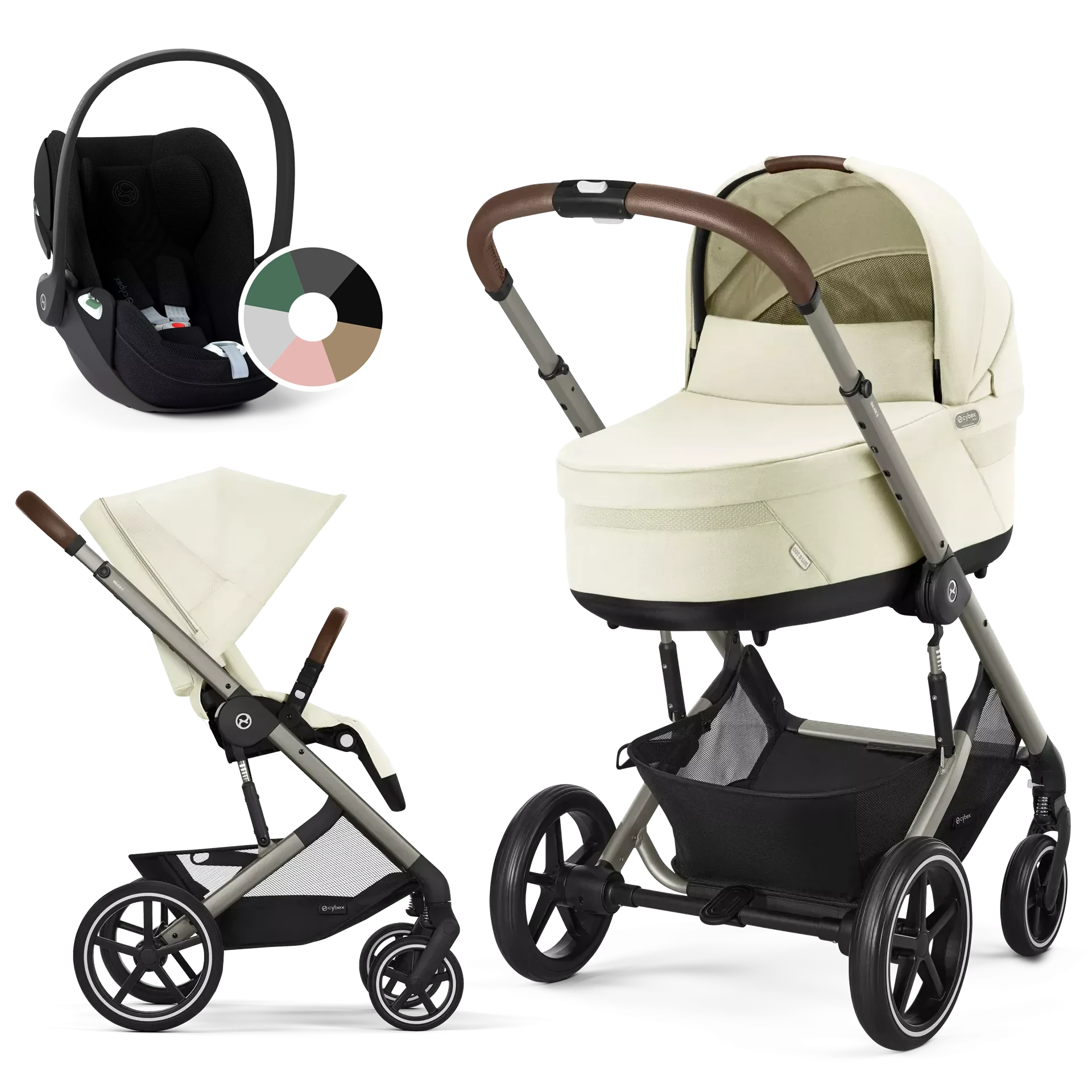 Cybex Balios S Lux + fotelik Cybex Cloud T i-Size - wózek 3w1 | Seashell Beige