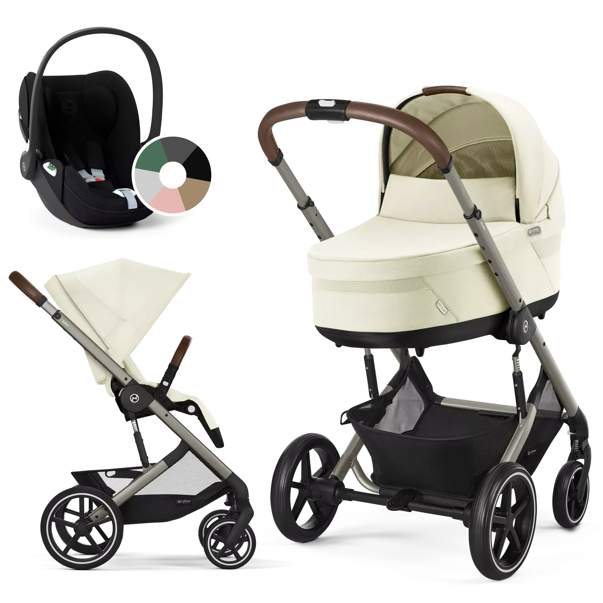 Cybex Balios S Lux + Cybex Cloud T i-Size - wózek 3w1 | Seashell Beige