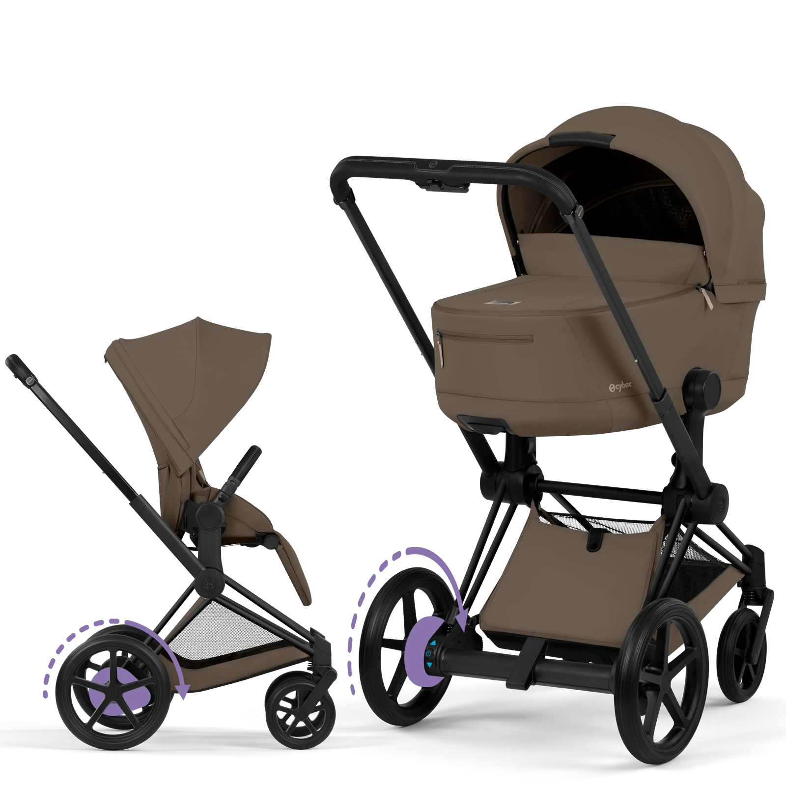 Cybex e-Priam 5.0 - wózek 2w1 | Coconut Brown - Matt Black (Comfort)