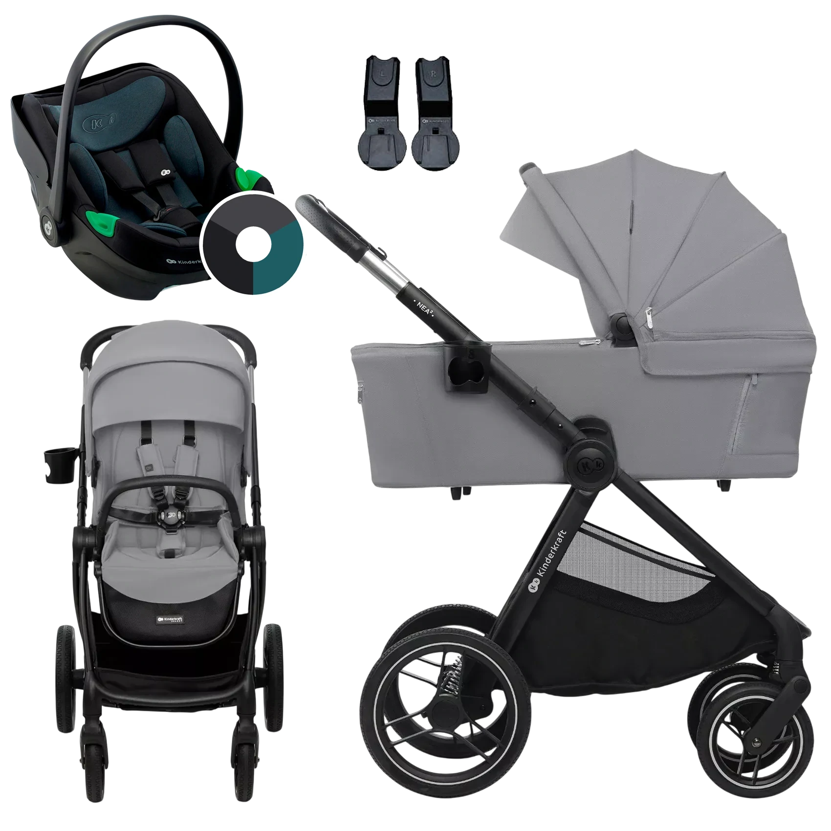 Kinderkraft Nea 2 + Kinderkraft i-Care +GRATIS - 3w1 | Platinum Grey