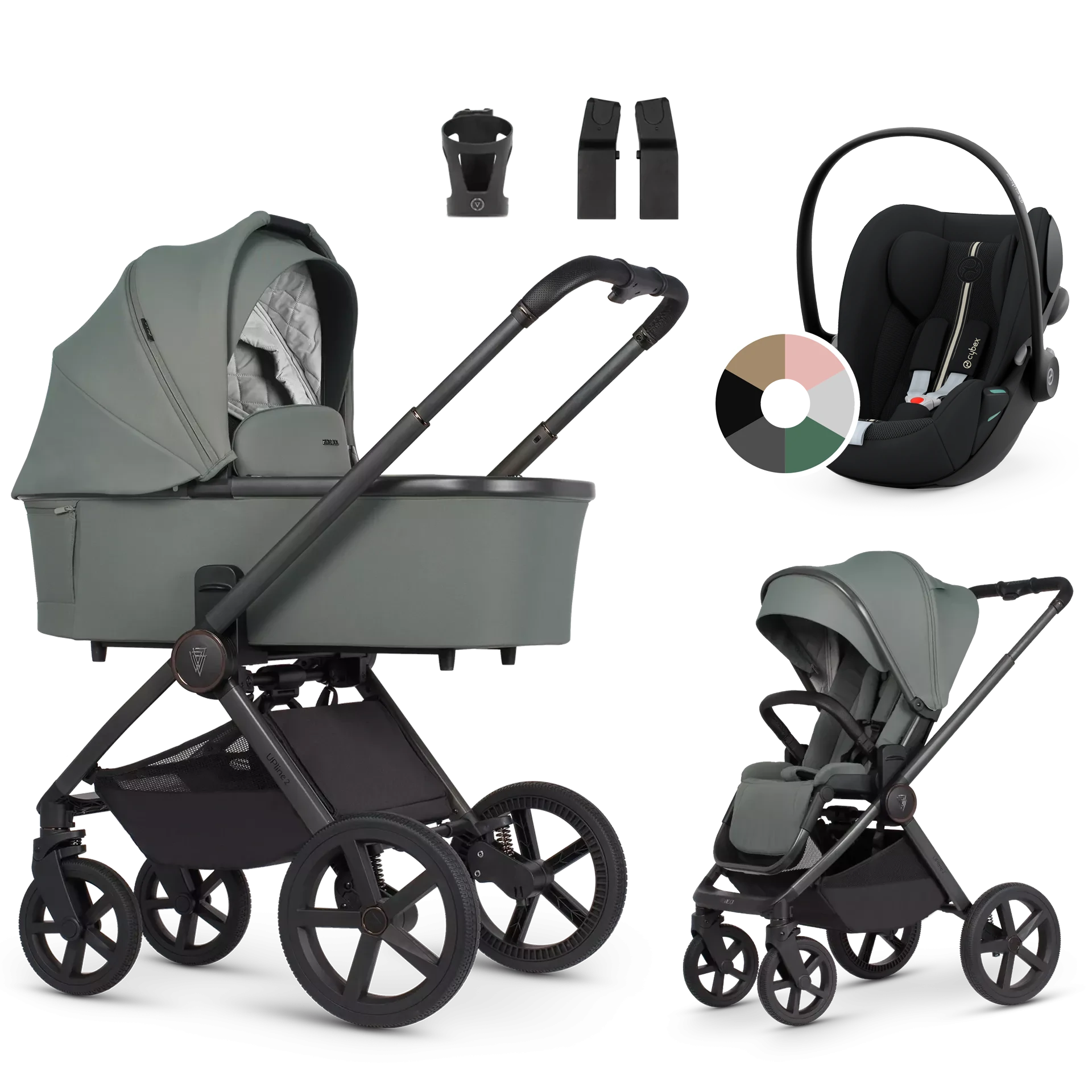 Venicci Upline 2 + Cybex Cloud G i-Size +AKCESORIA - 3w1 | Aloe