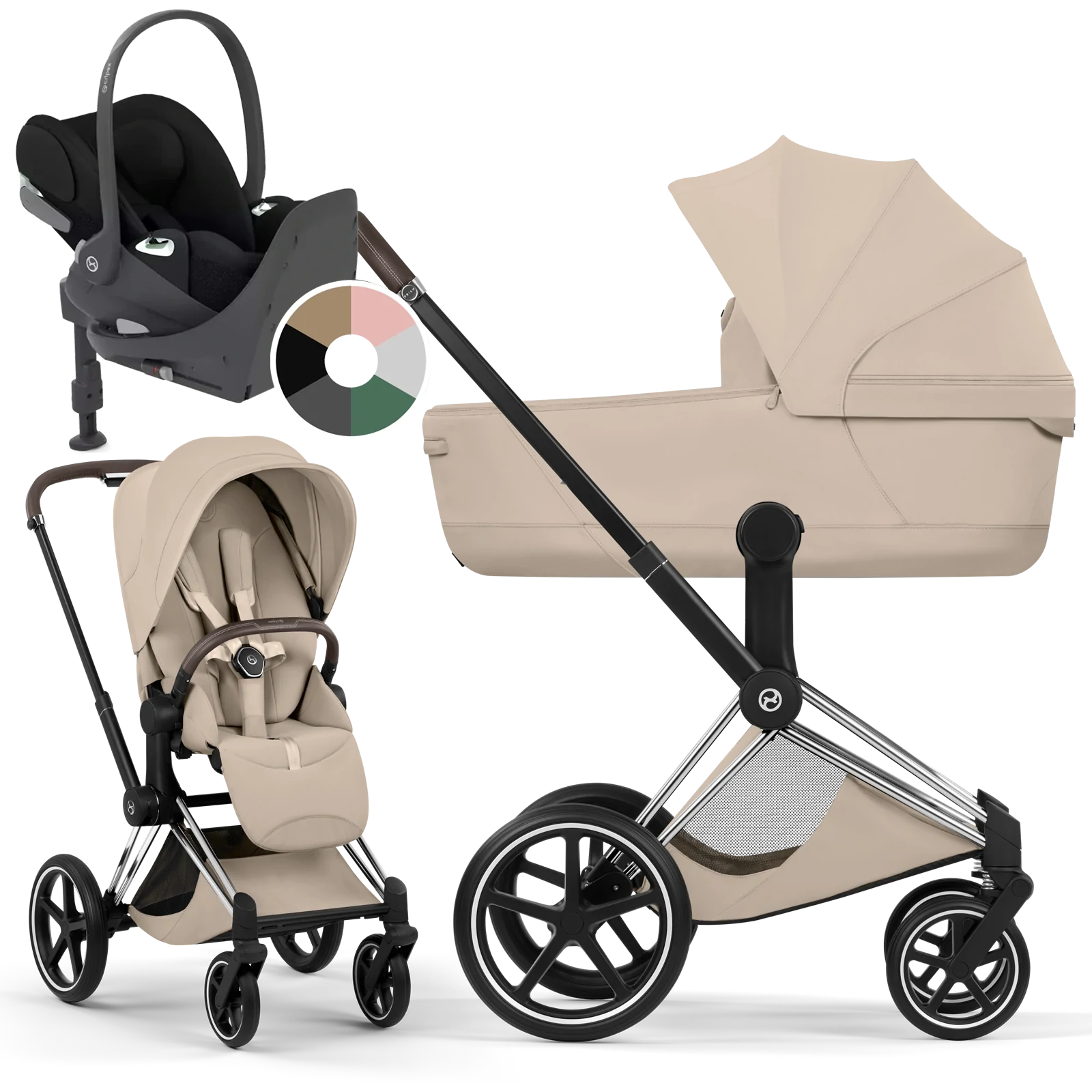 Cybex Priam 5.0 - wózek 4w1 | Cozy Beige - Chrome (Style)