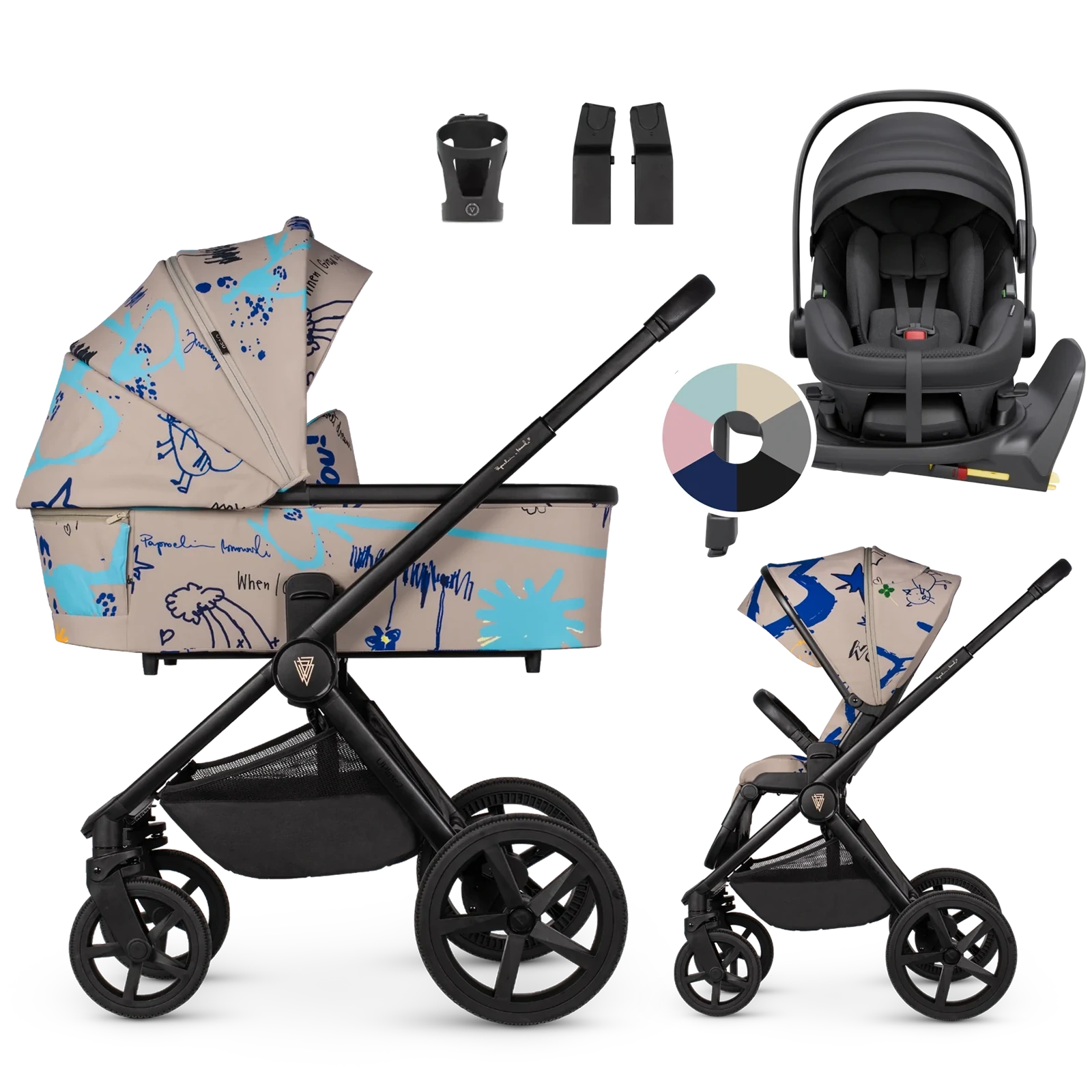 Venicci Upline 2 + Avionaut Pixel 3 + baza IQ Orbit + AKCESORIA - 4w1 | Beige