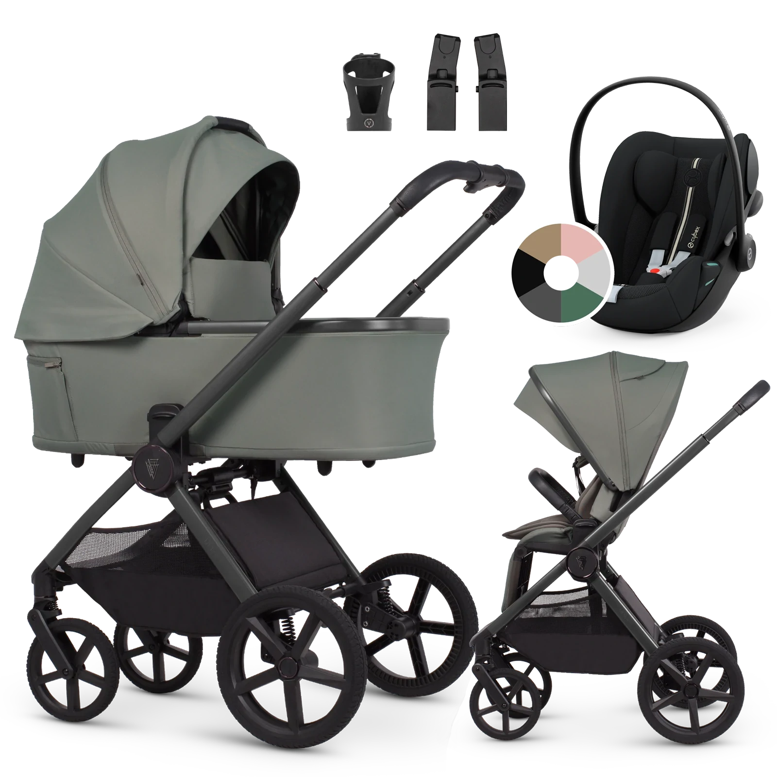 Venicci Upline 3 + Cybex Cloud G3 i-Size + AKCESORIA - 3w1 | Aloe