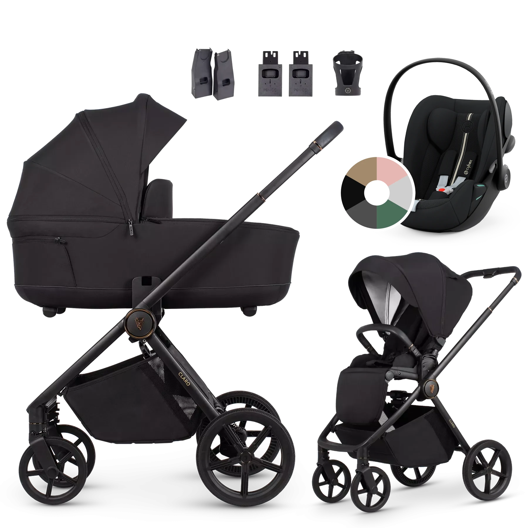 Venicci Claro + Cybex Cloud G i-Size +AKCESORIA - 3w1 | Noir