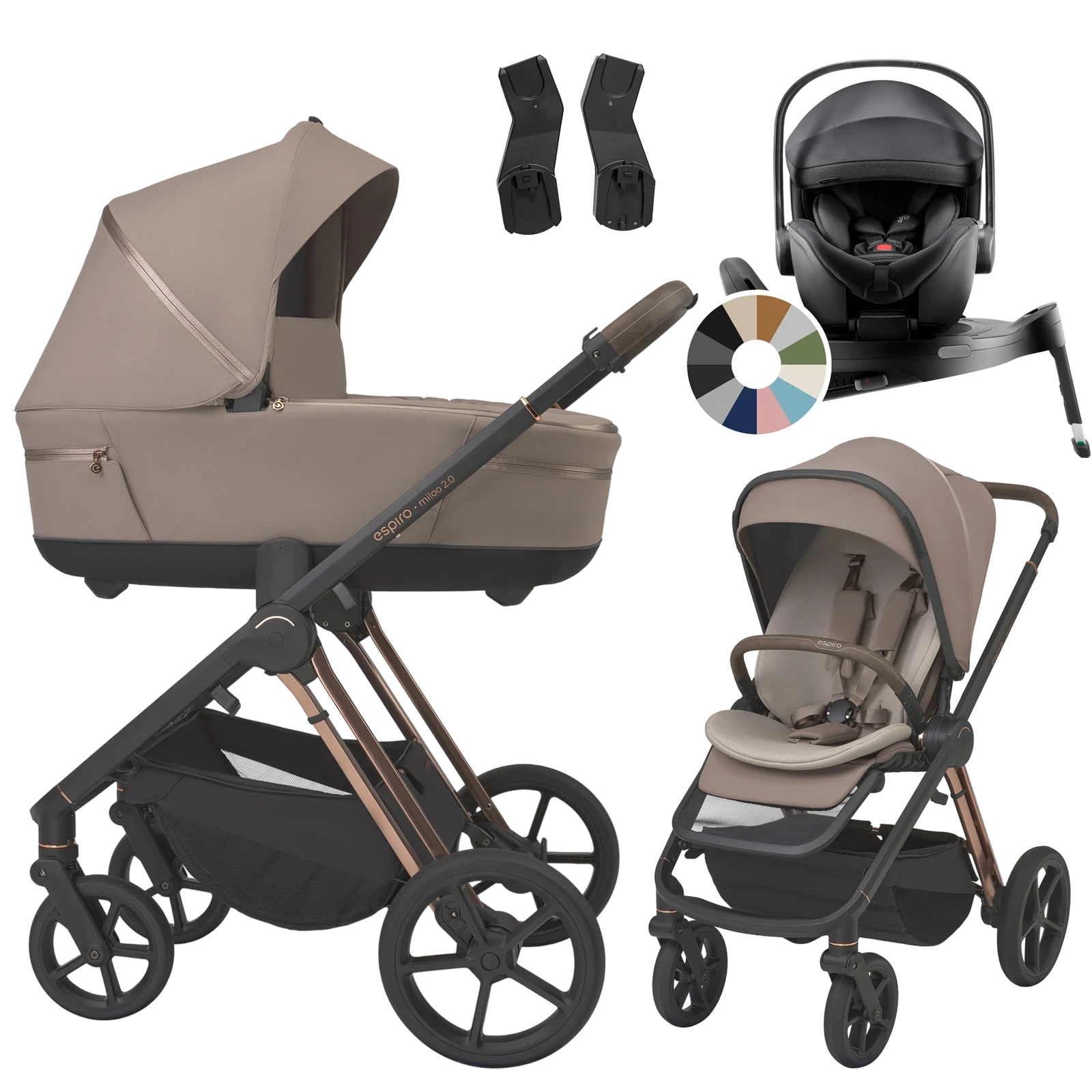 Espiro Miloo 2.0 + Britax Römer Baby-Safe Pro + baza Vario 5Z +GRATIS - 4w1 | 309 Tasty Cappuccino