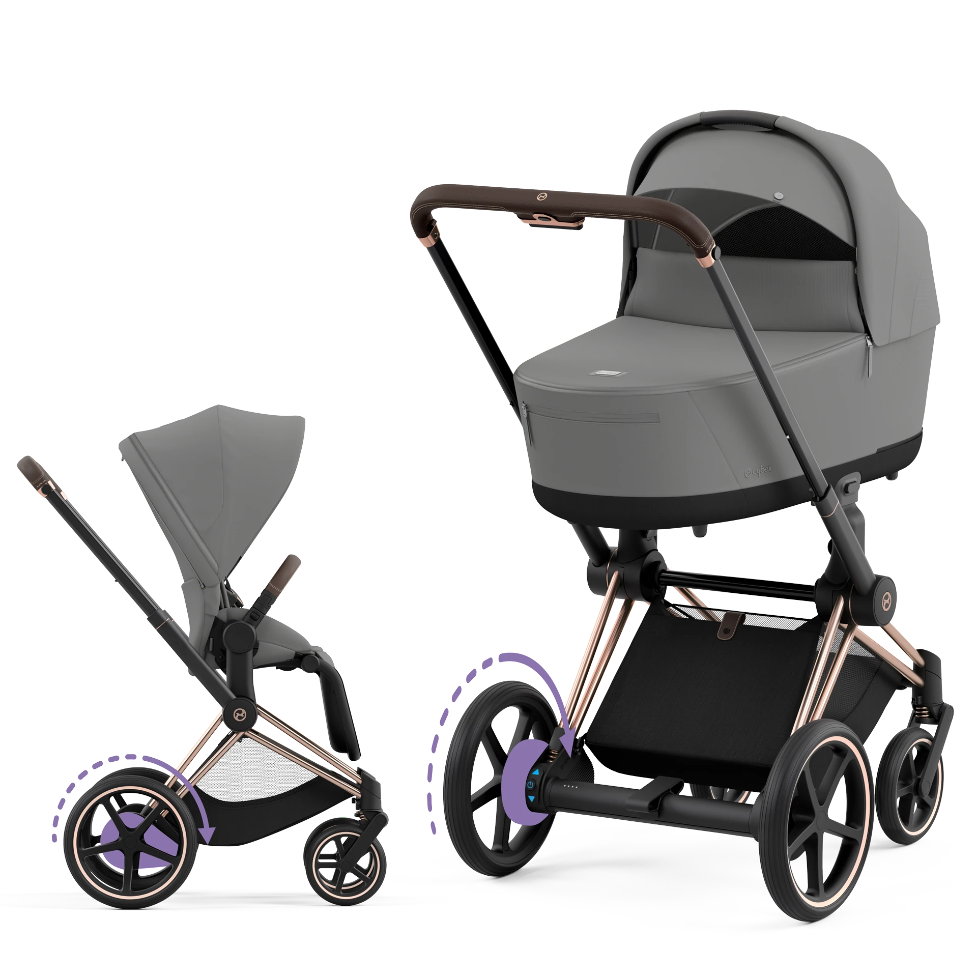 Cybex e-Priam 4.0 - 2w1 | Mirage Grey (Rosegold Frame)