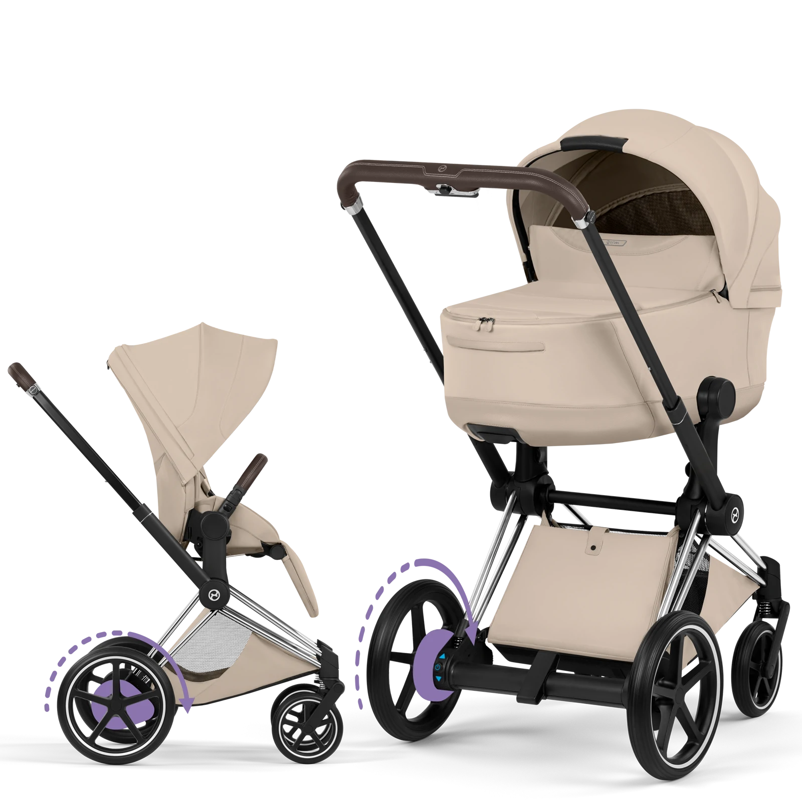 Cybex e-Priam 5.0 - wózek 2w1 | Cozy Beige - Chrome (Style)
