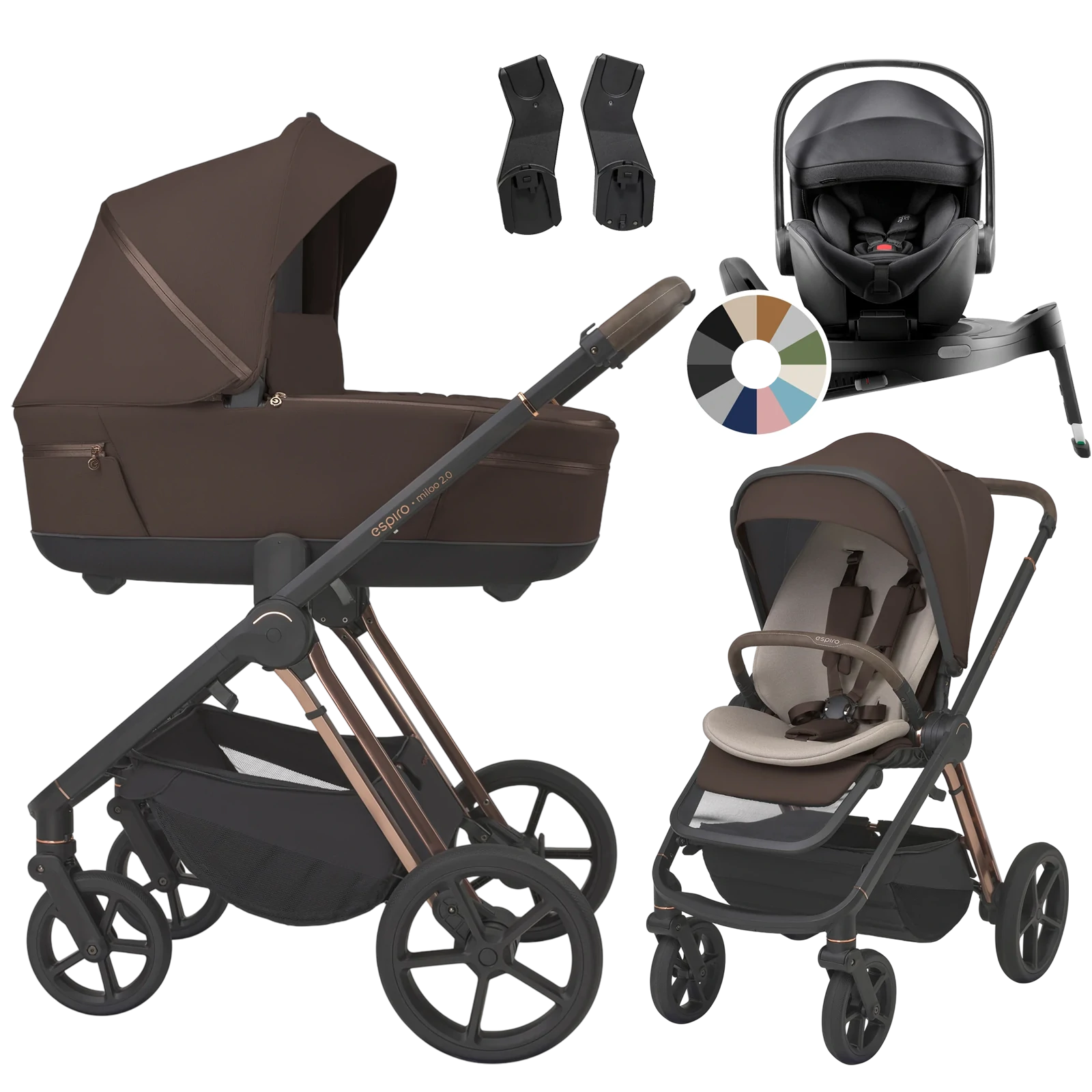 Espiro Miloo 2.0 + Britax Römer Baby-Safe Pro + baza Vario 5Z +GRATIS - 4w1 | 308 Excellent Chocolate