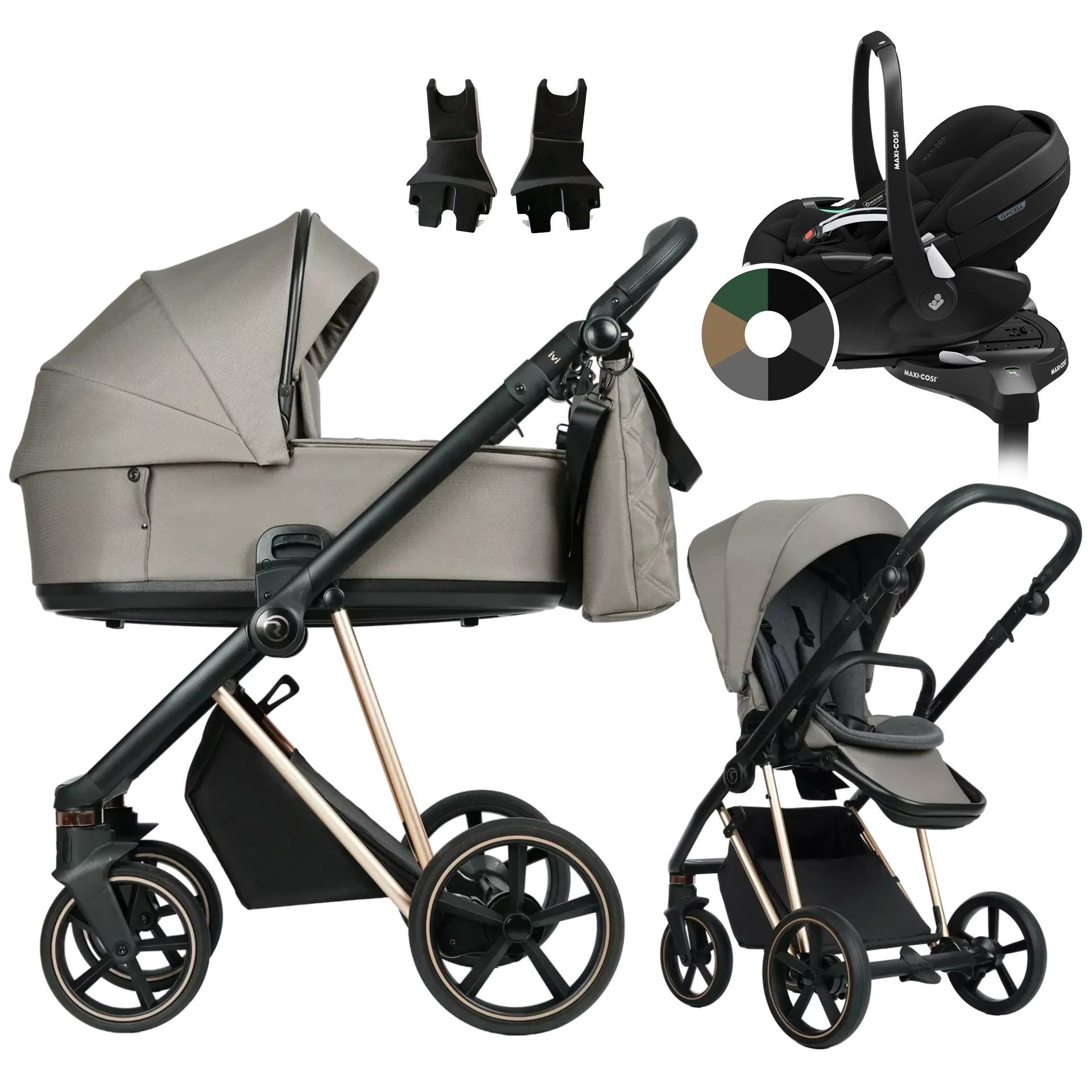 Roan Ivi 2.0 + Maxi-Cosi Pebble 360 Pro2 + baza +GRATIS - 4w1 | Mocca