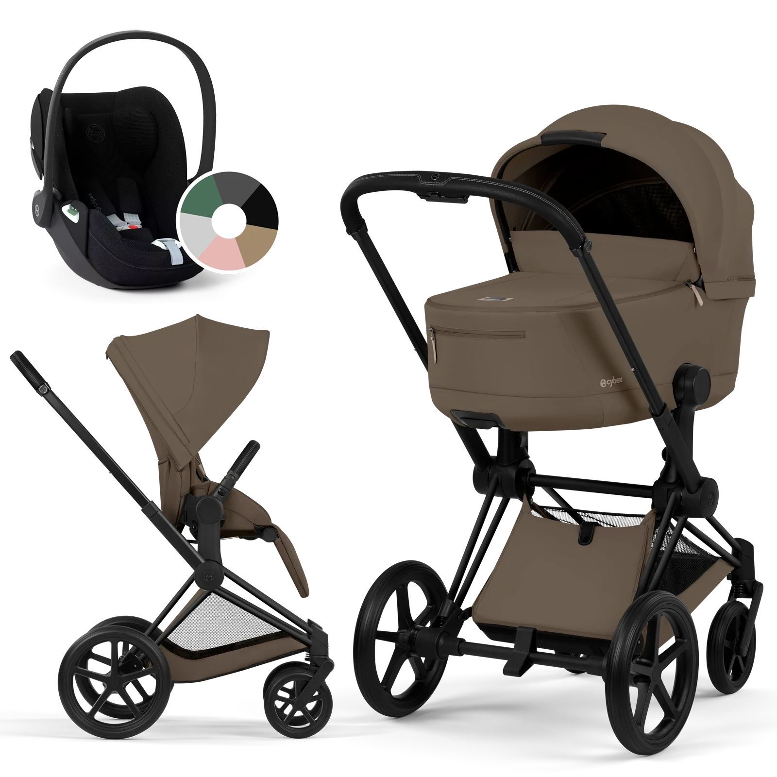 Cybex Priam 5.0 - wózek 3w1 | Coconut Brown - Matt Black (Comfort)