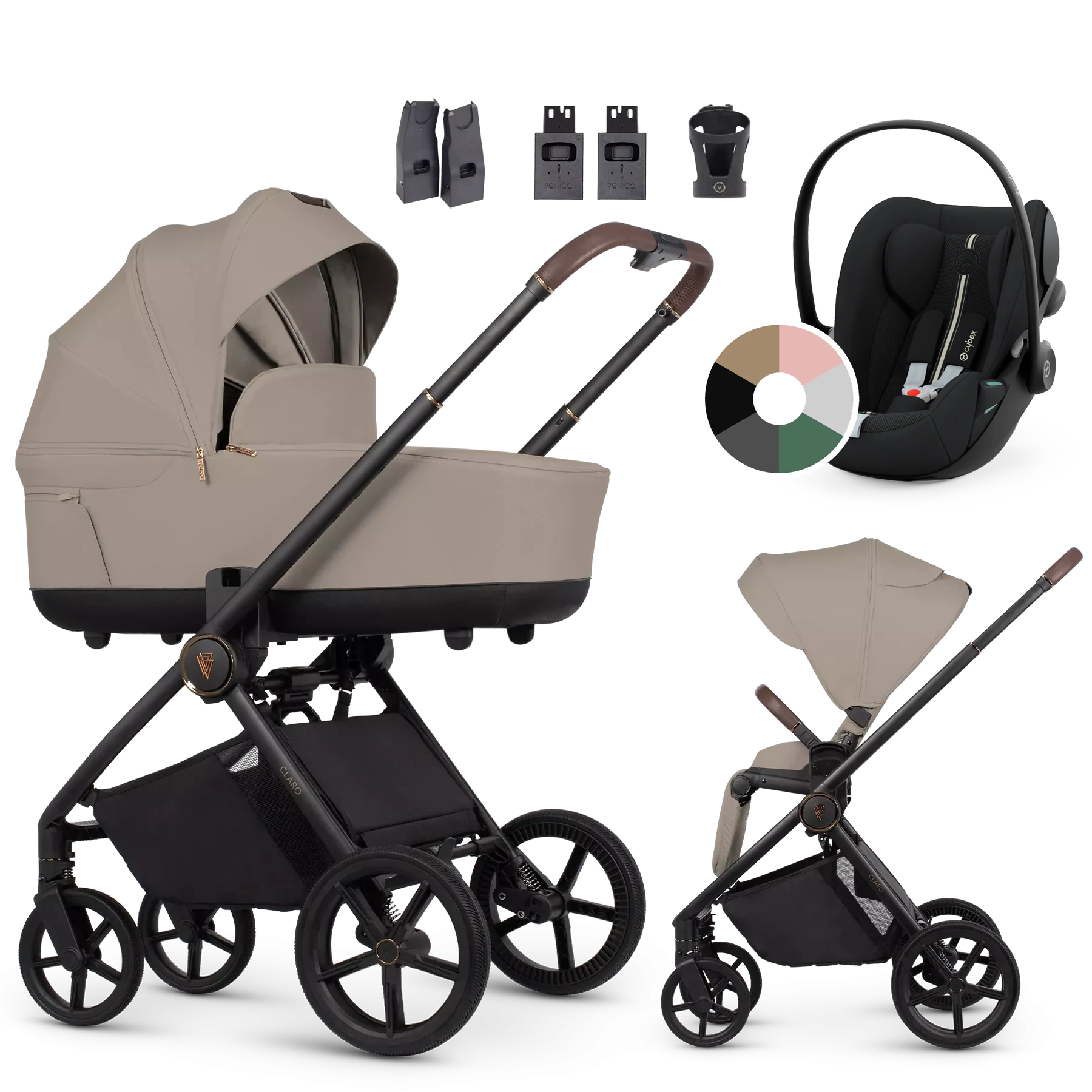 Venicci Claro + Cybex Cloud G i-Size +AKCESORIA - 3w1 | Vanilla