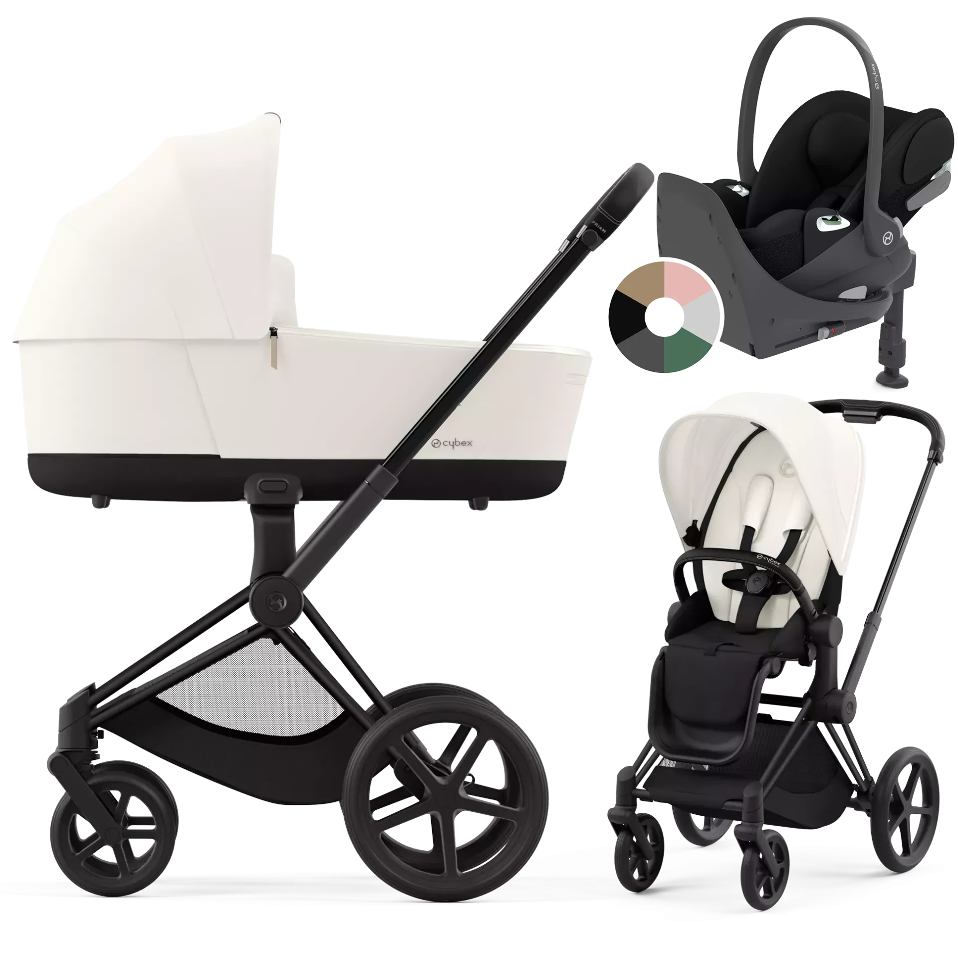 Cybex Priam 4.0 + Cybex Cloud T i-Size + baza T - 4w1 | Off White (Matt Black Frame)